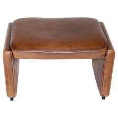 De Sede Mid Century Modern Vintage Brown Leather Footstool 1970s Switzerland