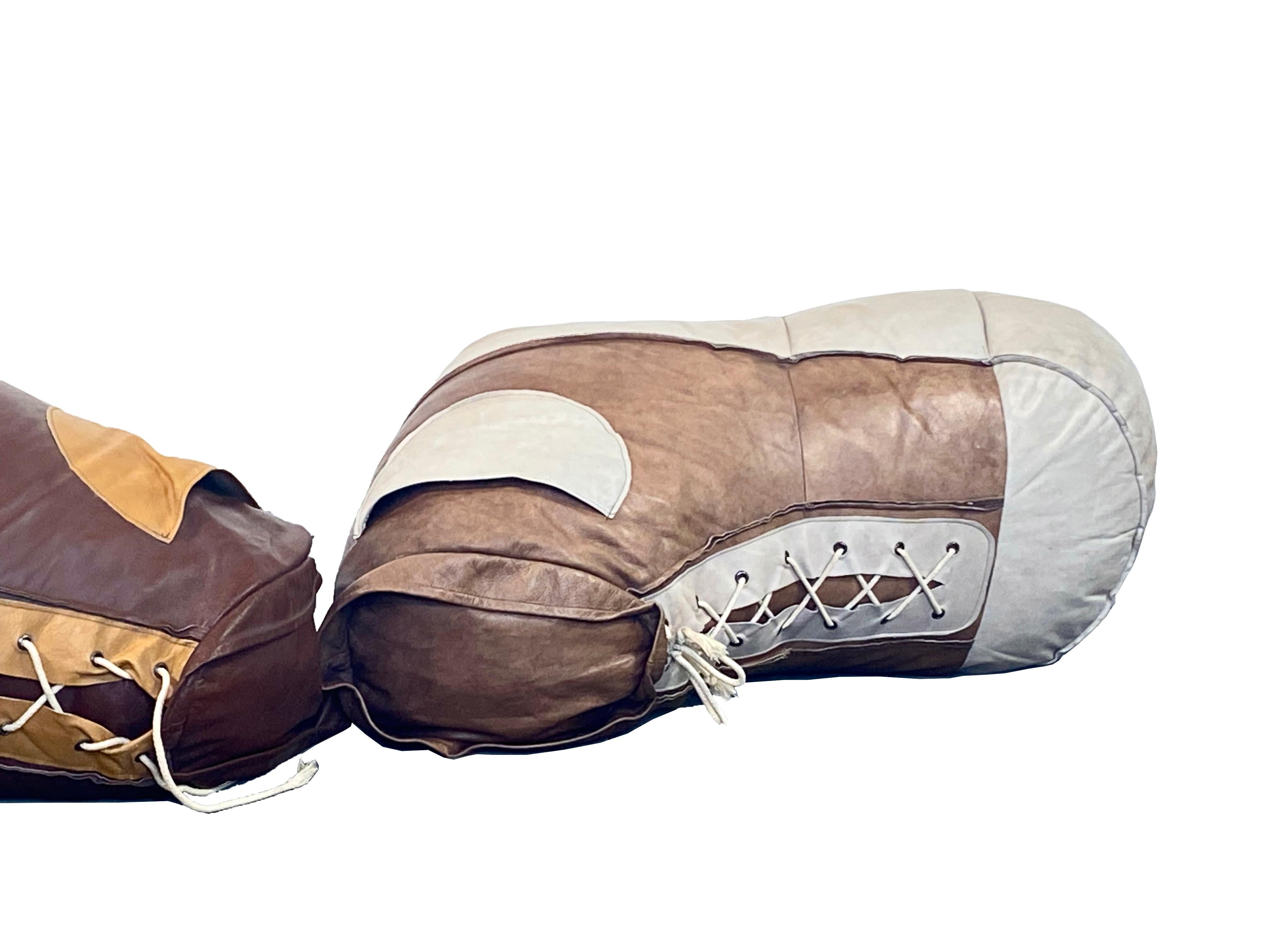 De Sede Midcentury Leather Pouf Shoes Bean Bags, Set of Two In Good Condition In Offenburg, Baden Wurthemberg