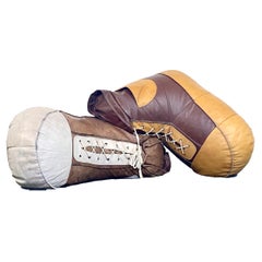 Vintage De Sede Midcentury Leather Pouf Shoes Bean Bags, Set of Two