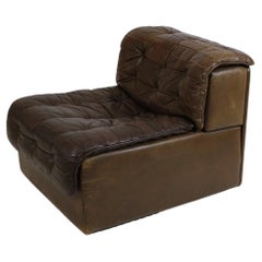 De Sede Model DS-11 Tufted Dark brown Leather Modular Sofa, Switzerland, 1970