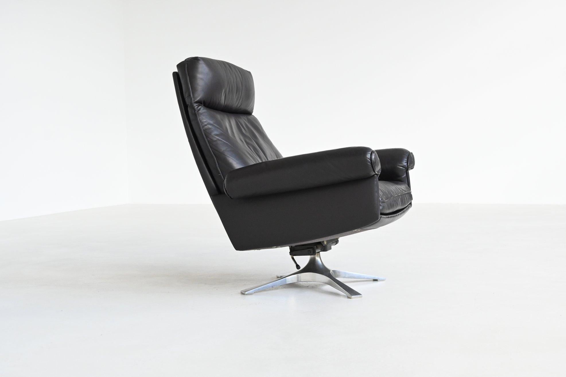 De Sede modèle DS-31 chaise longue et ottoman en cuir noir Suisse 1970 en vente 4