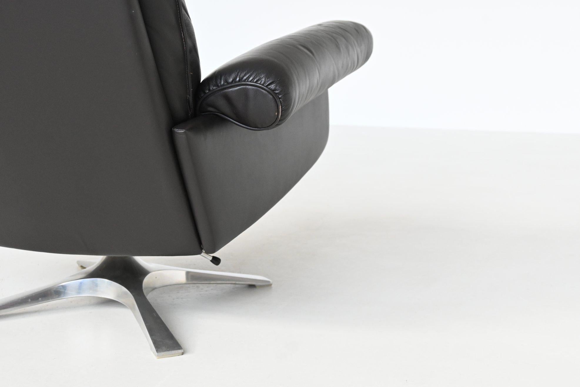 De Sede modèle DS-31 chaise longue et ottoman en cuir noir Suisse 1970 en vente 11
