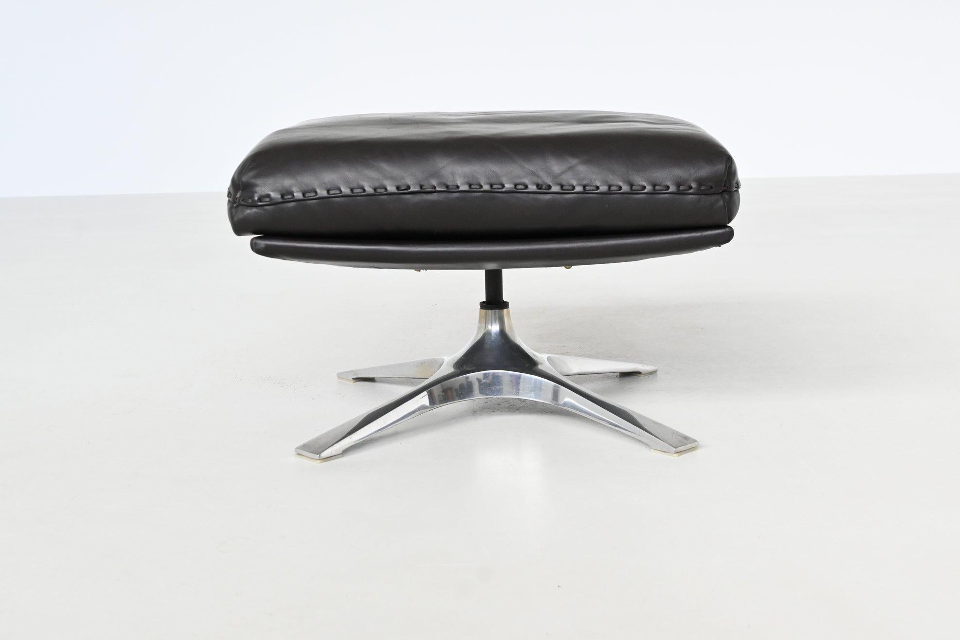 De Sede modèle DS-31 chaise longue et ottoman en cuir noir Suisse 1970 en vente 13