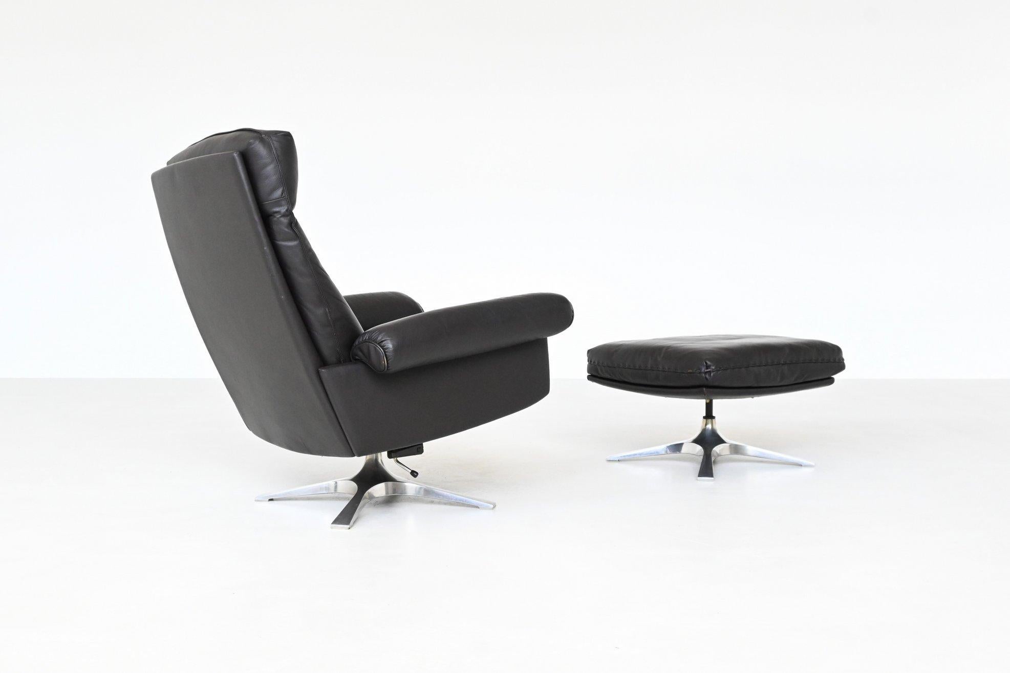 De Sede modèle DS-31 chaise longue et ottoman en cuir noir Suisse 1970 Bon état - En vente à Etten-Leur, NL