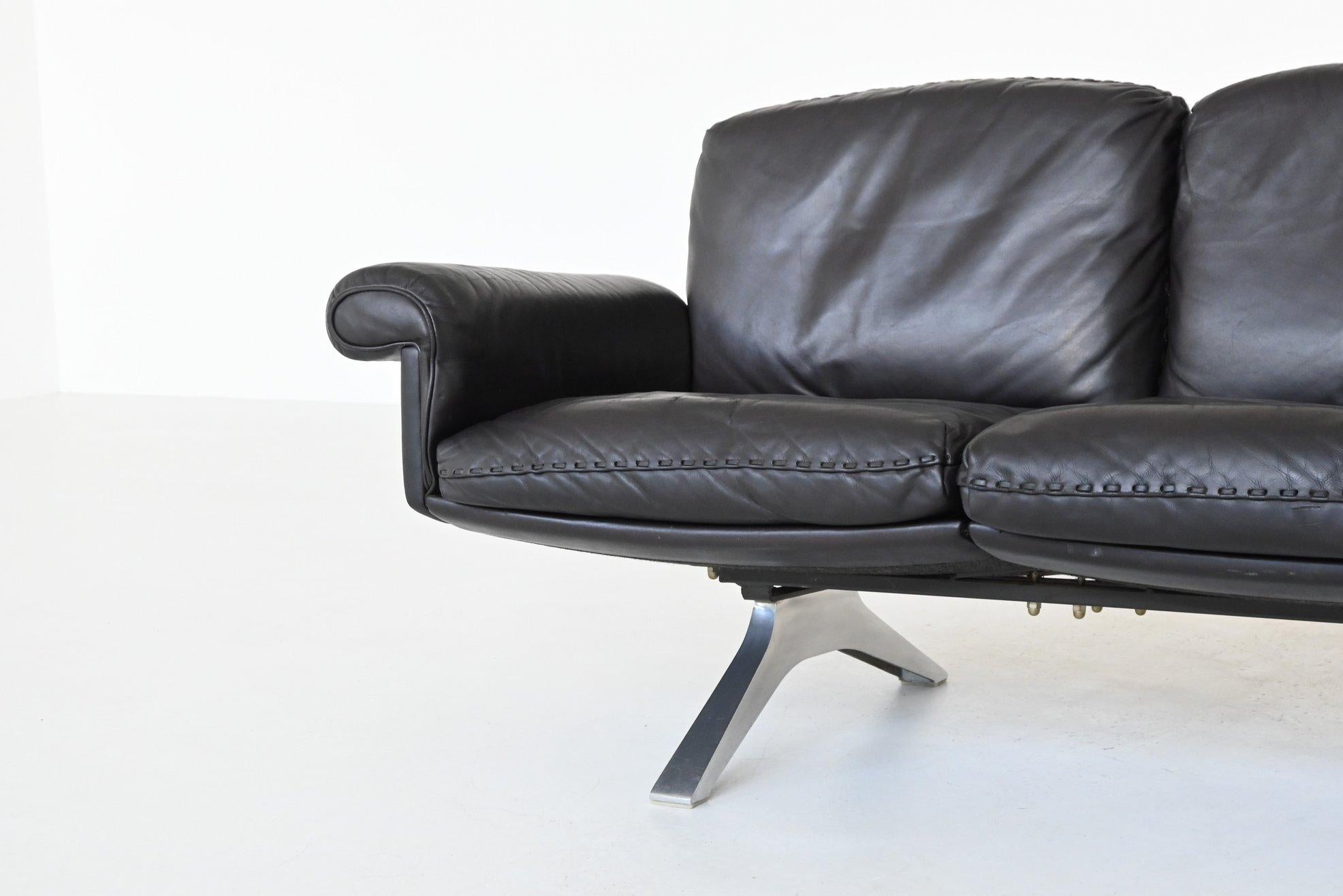 De Sede modèle DS-31 canapé trois places cuir noir Suisse 1970 en vente 4