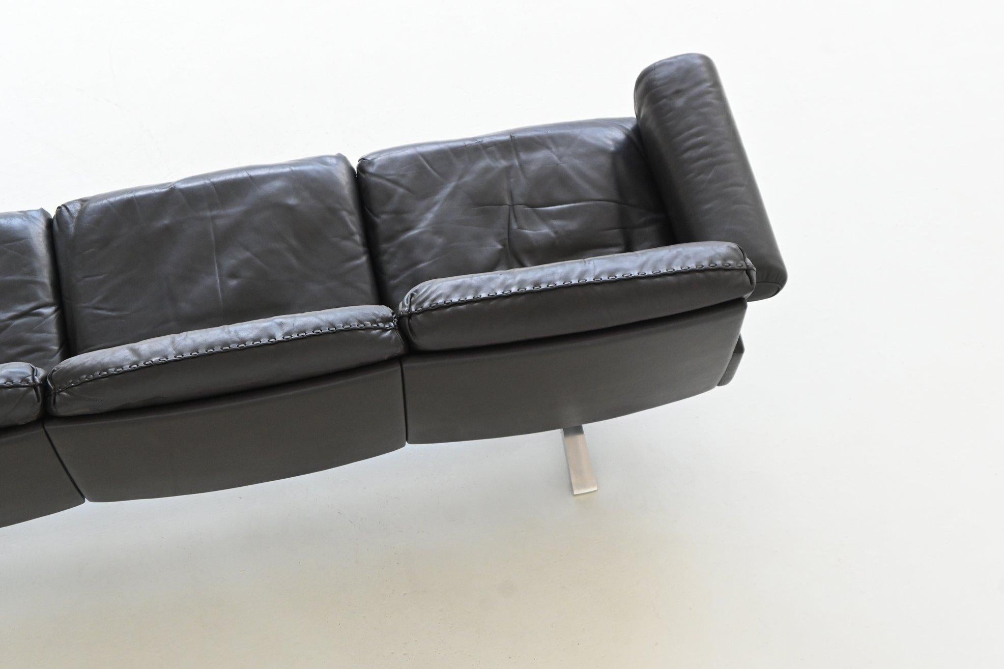 De Sede modèle DS-31 canapé trois places cuir noir Suisse 1970 en vente 12