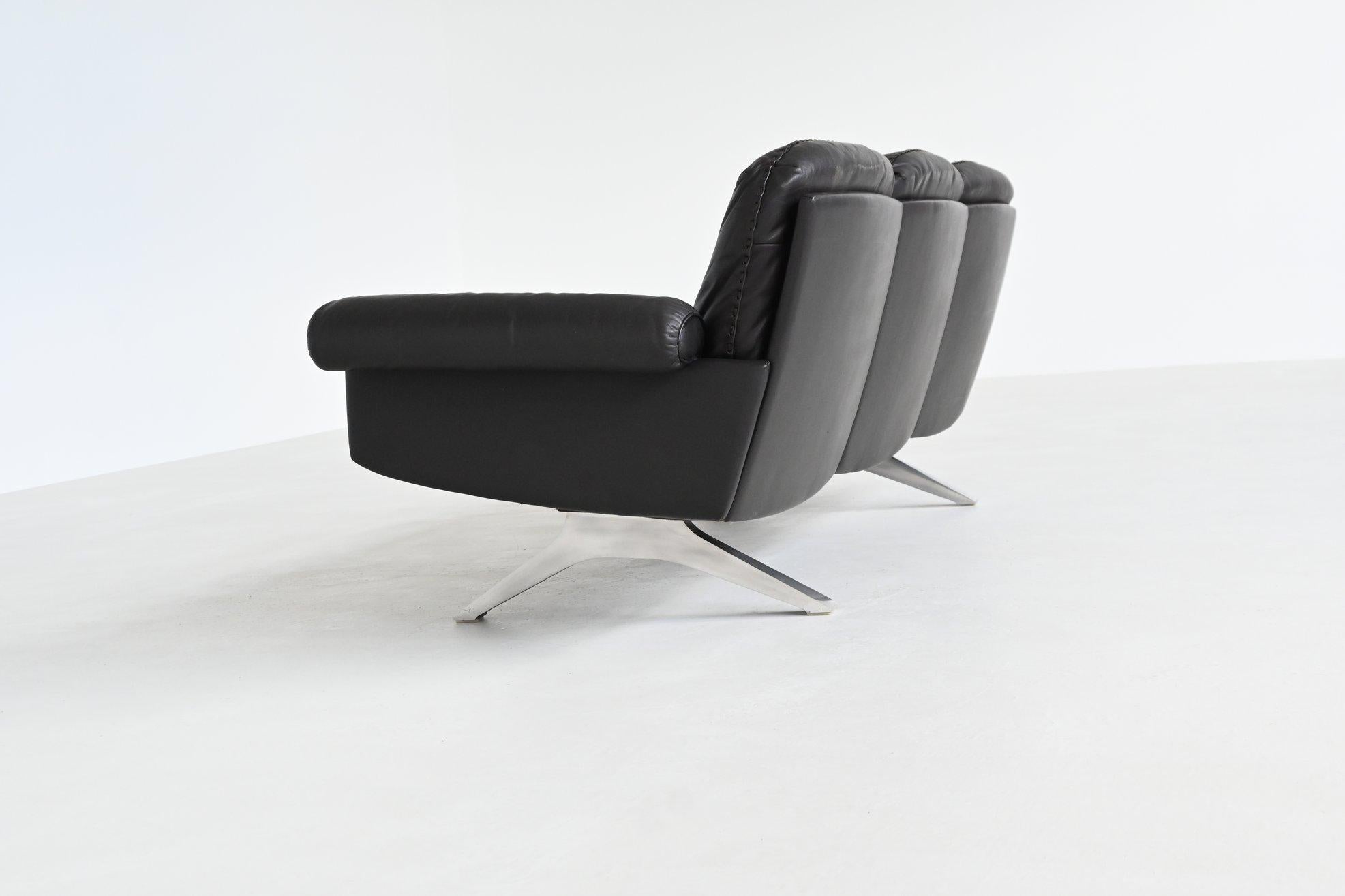 De Sede modèle DS-31 canapé trois places cuir noir Suisse 1970 en vente 1