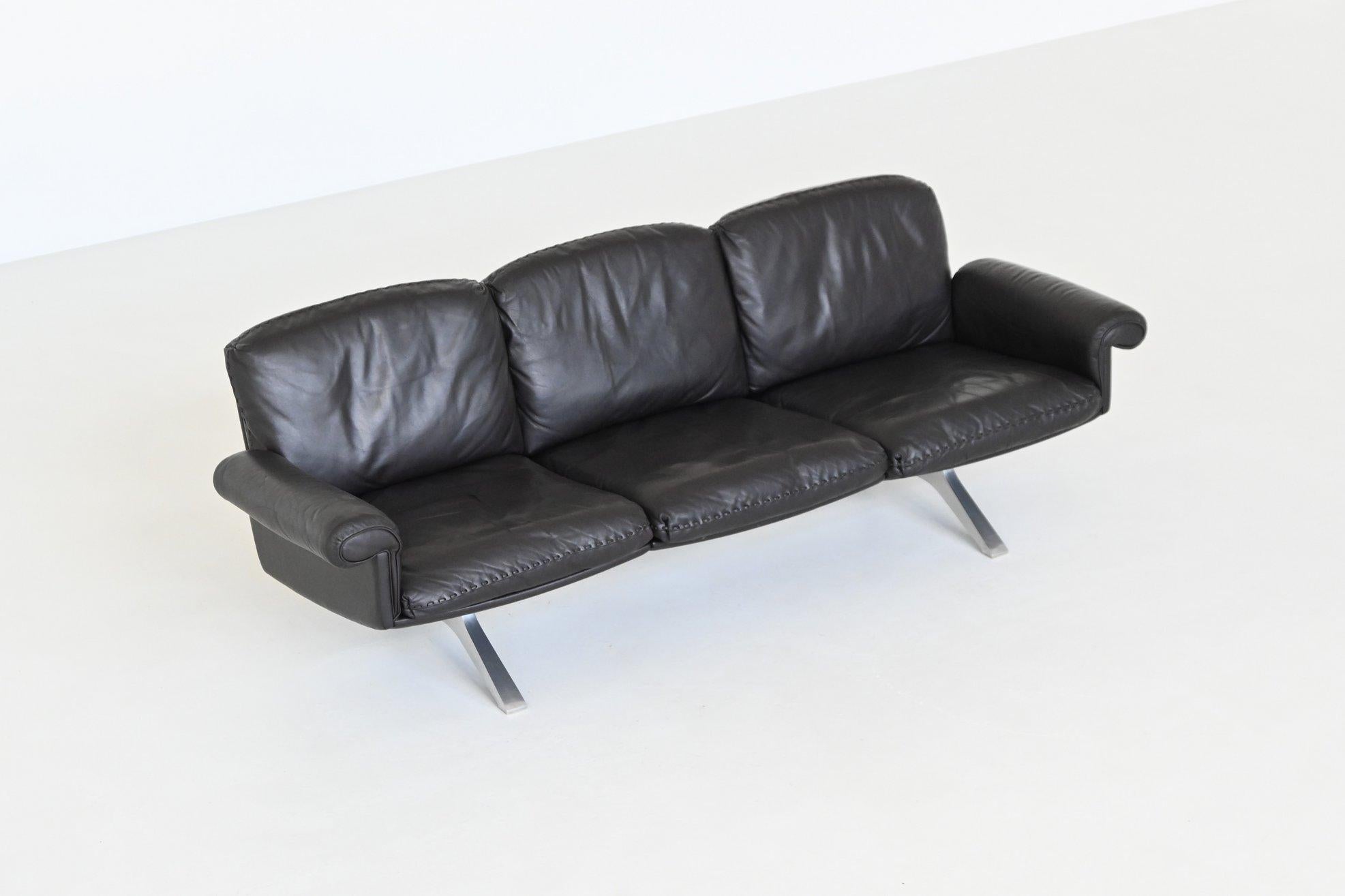 De Sede modèle DS-31 canapé trois places cuir noir Suisse 1970 en vente 2