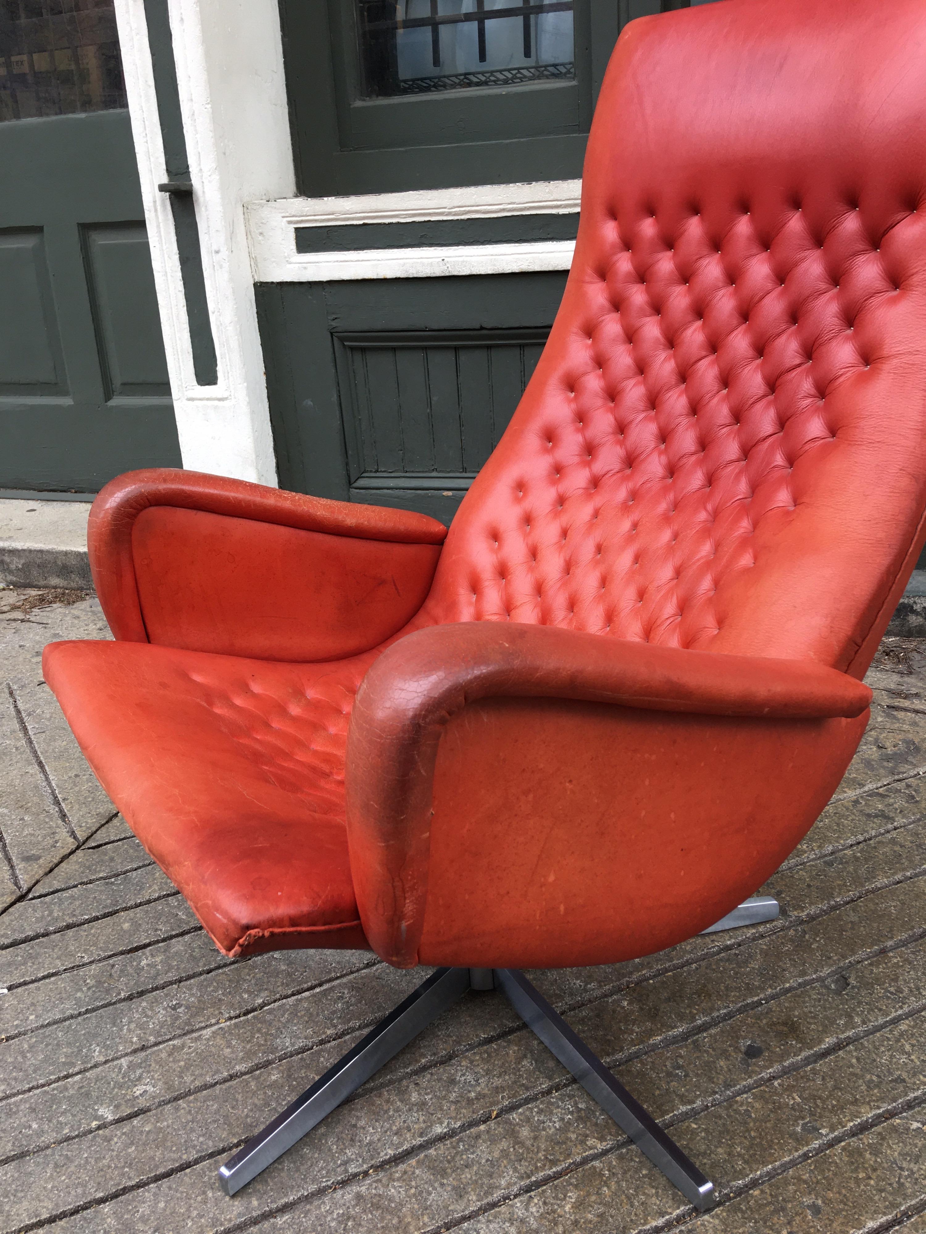 De Sede Model DS 51 Ox Blood Red Lounge Chair 4