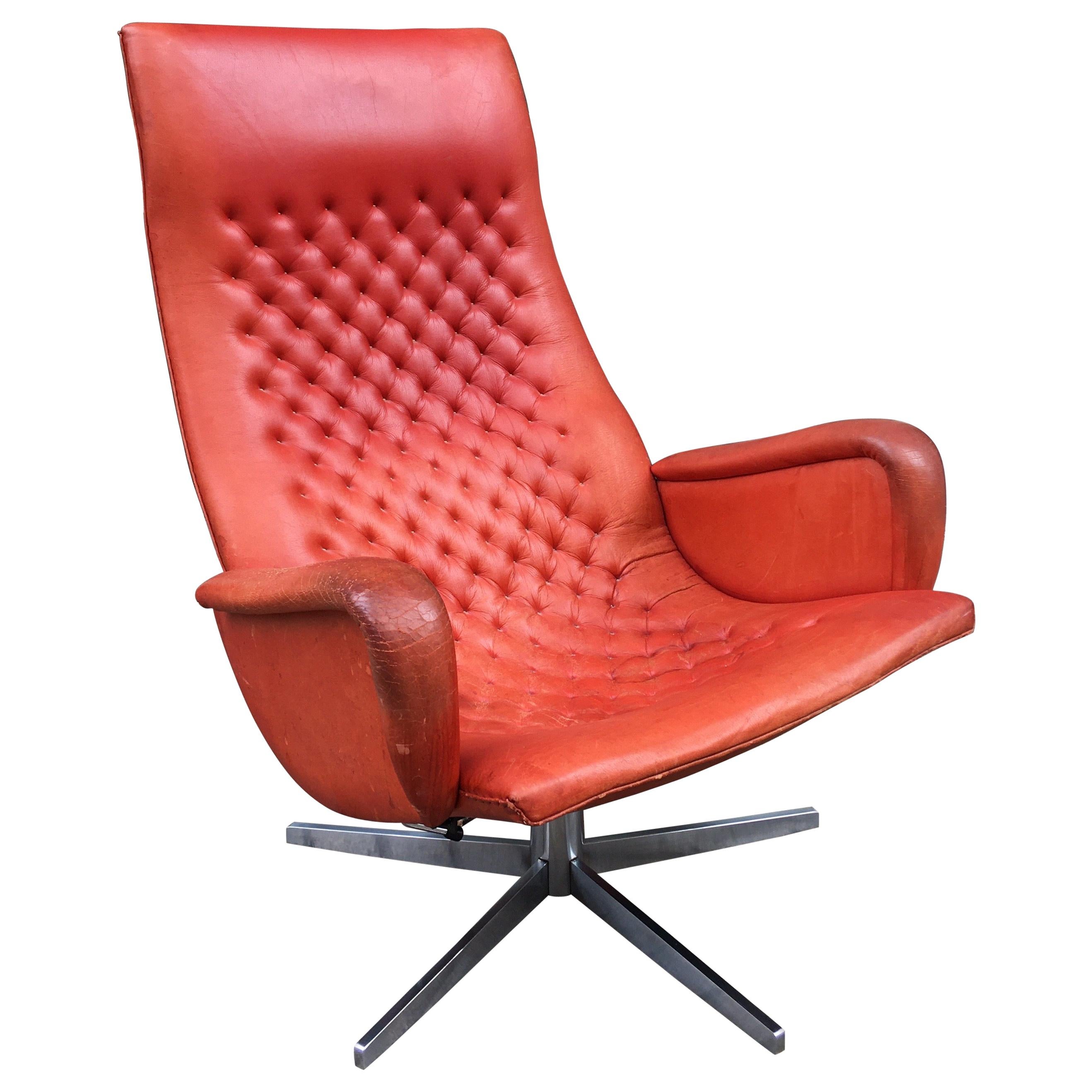 De Sede Model DS 51 Ox Blood Red Lounge Chair