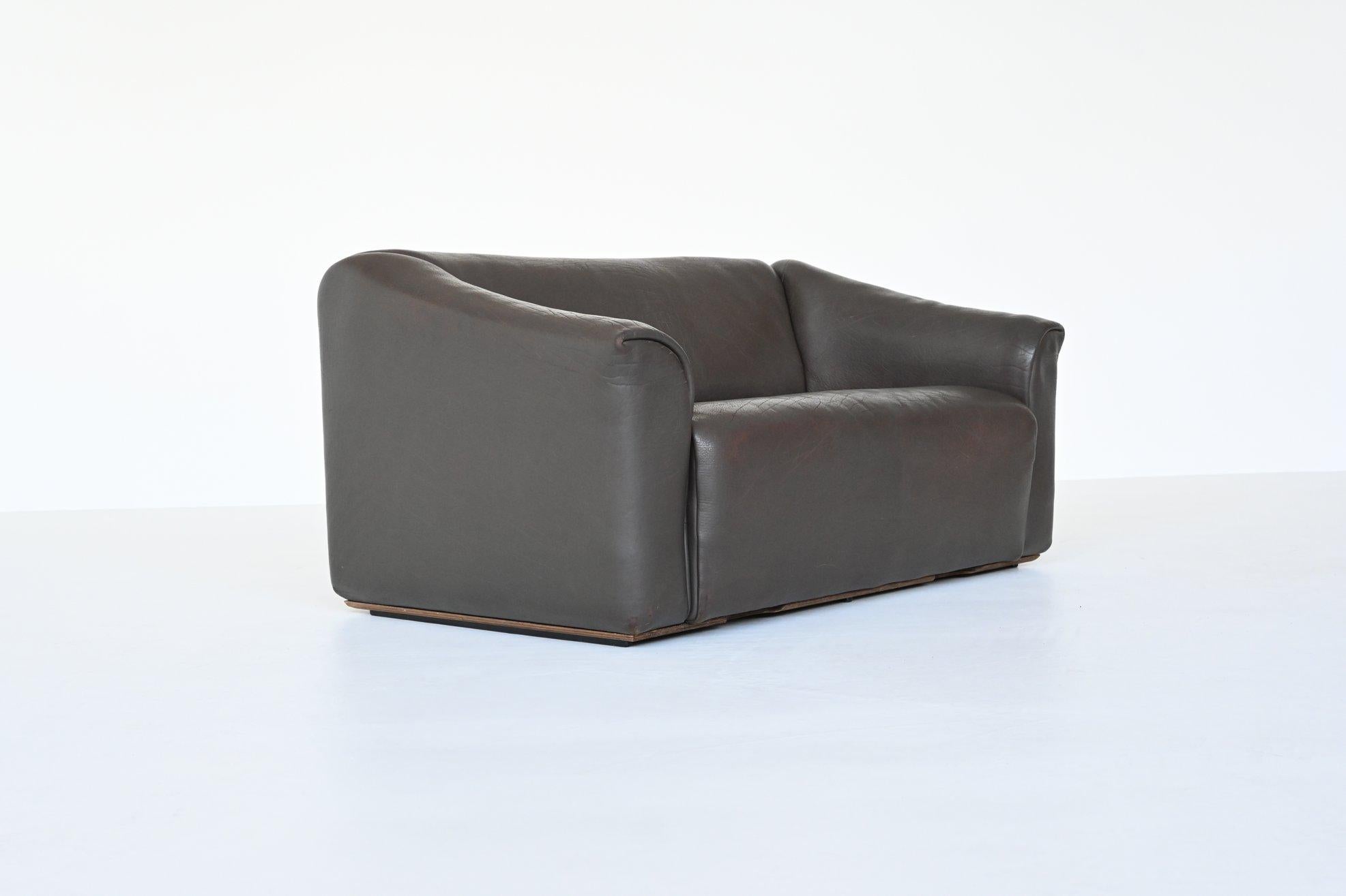 De Sede Model DS47 Two-Seater Sofa Dark Brown Leather Switzerland, 1970 10