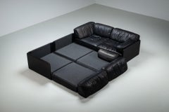 Sofá modular De Sede modelo DS76 de cuero negro Suiza 1970