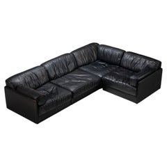 Sofá modular De Sede modelo DS76 de cuero negro Suiza 1970