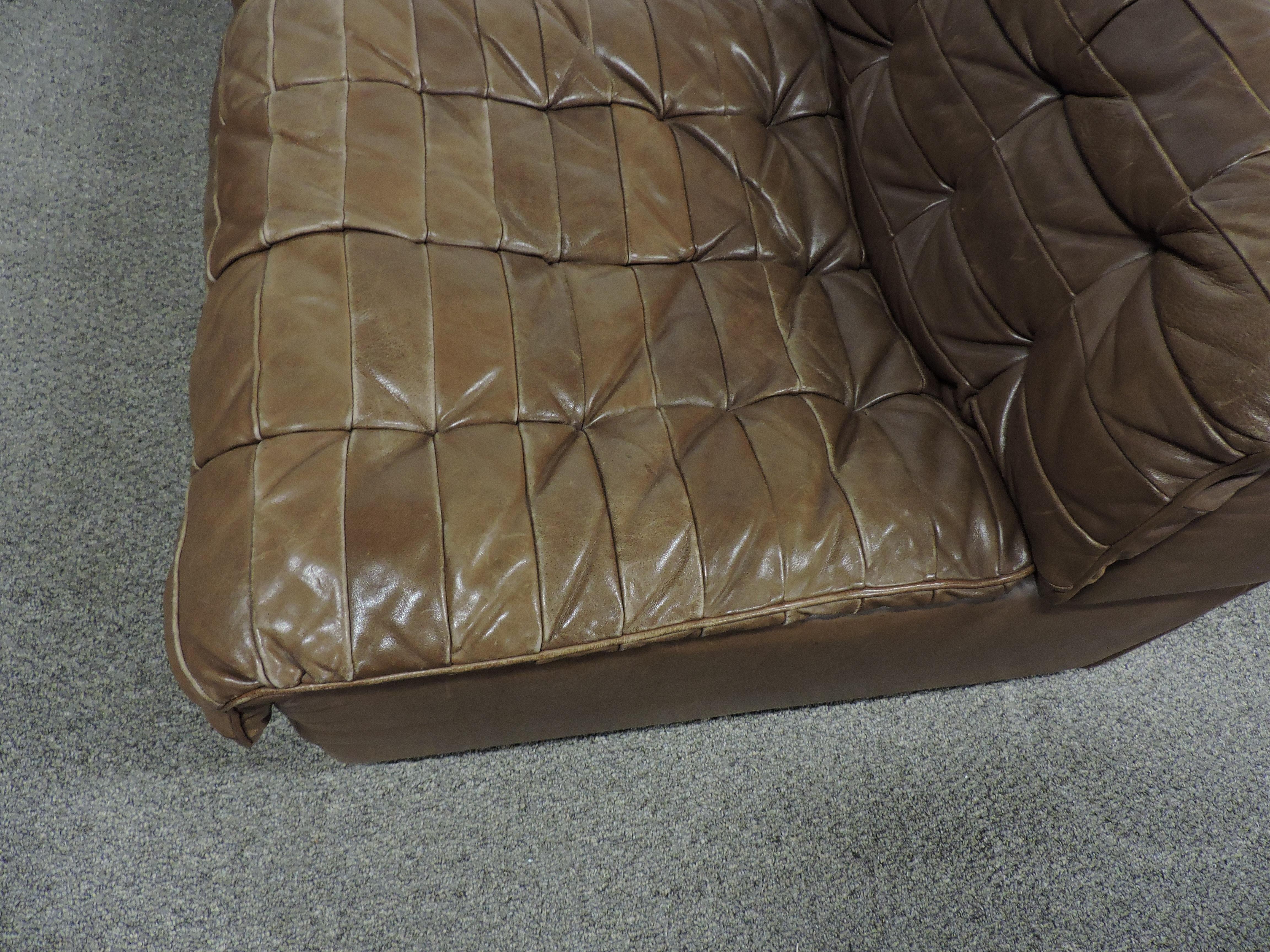 De Sede Modular DS11 Brown Leather Patchwork Sofa 1970s 4