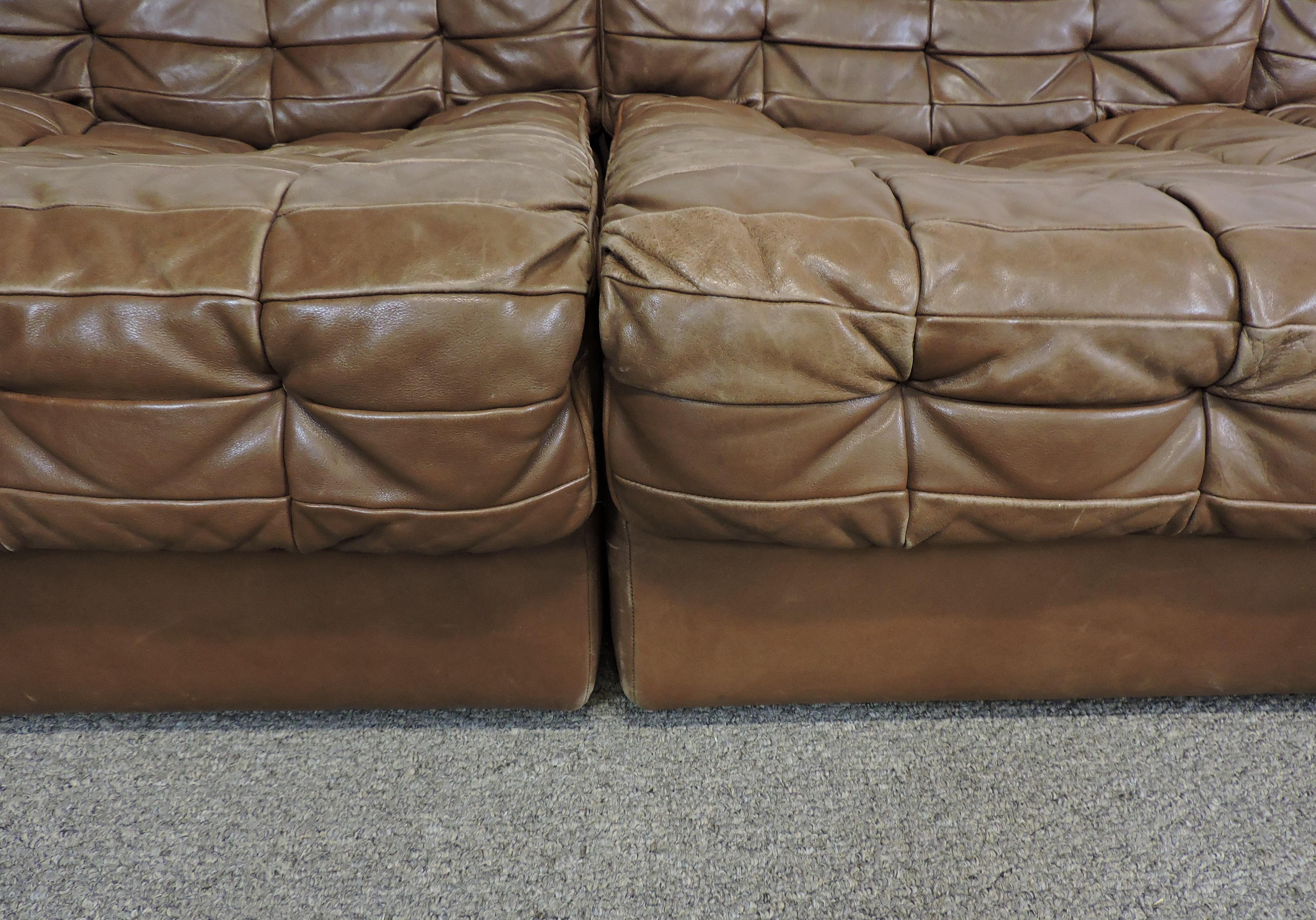 De Sede Modular DS11 Brown Leather Patchwork Sofa 1970s 5