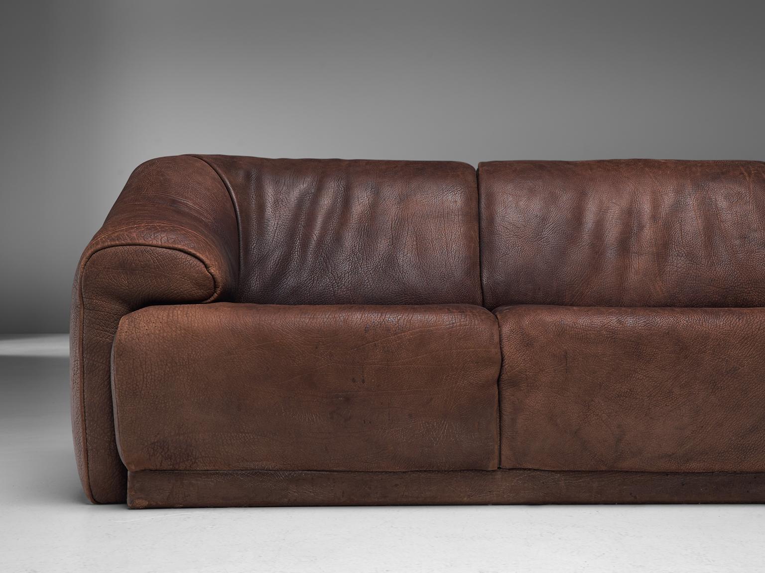 De Sede Modular Lounge Set in Dark Brown Buffalo Leather, circa 1970 5