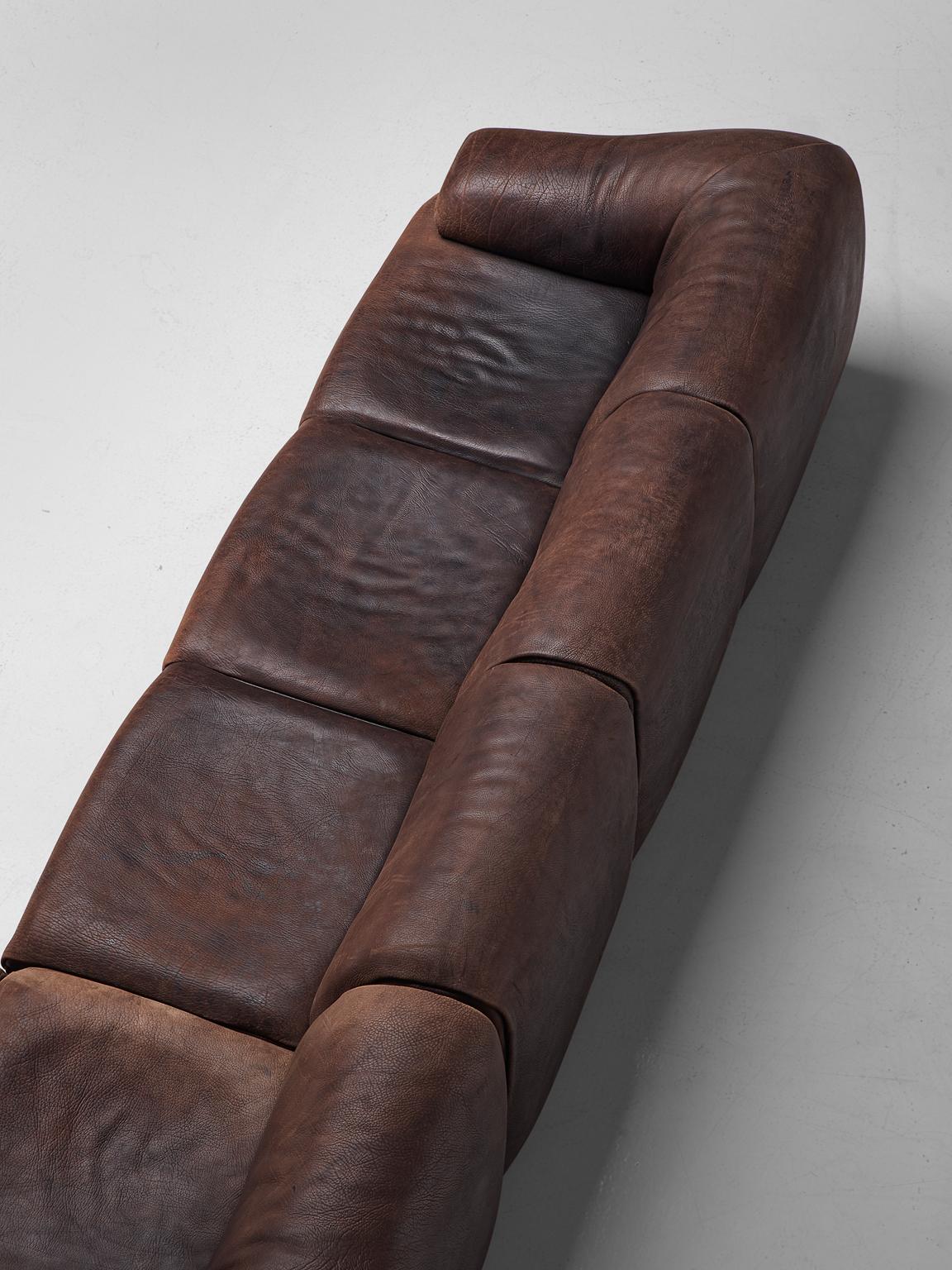 De Sede Modular Lounge Set in Dark Brown Buffalo Leather, circa 1970 2