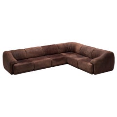 De Sede Modular Lounge Set in Dark Brown Buffalo Leather, circa 1970