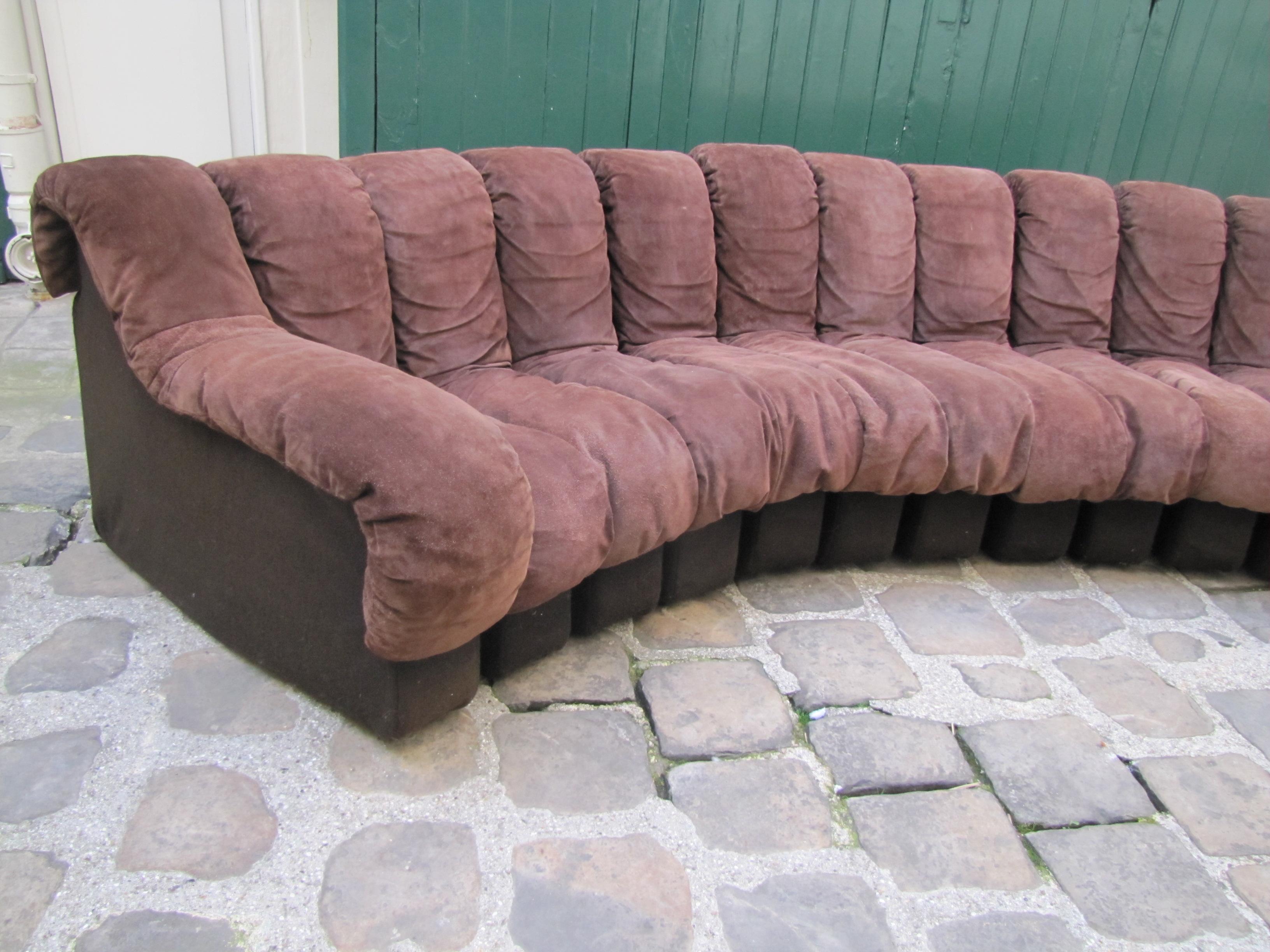 De Sede Modular Sofa DS600 15 elements in original suede In Good Condition For Sale In PARIS, FR