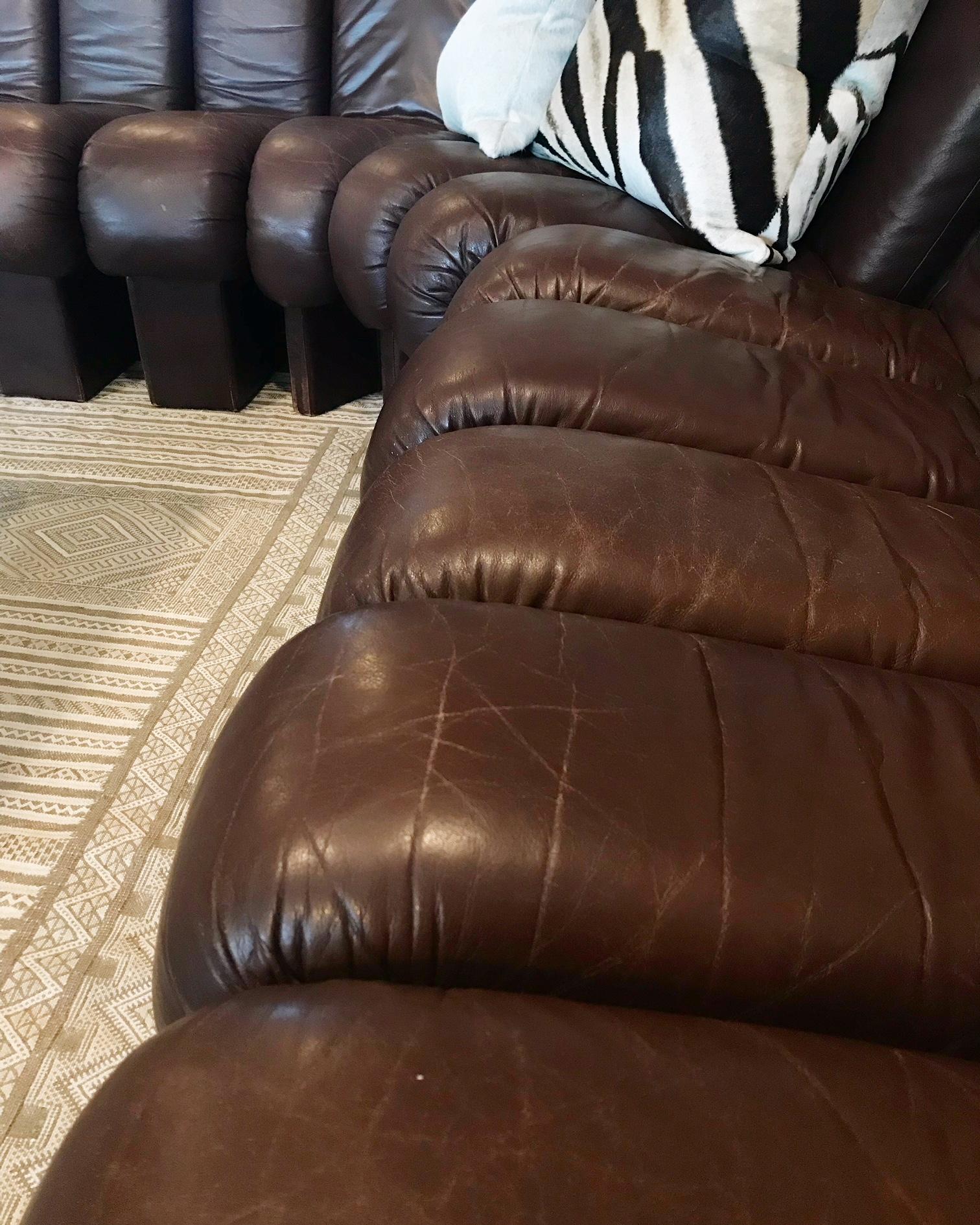 Mid-Century Modern De Sede Monumental DS-600 Organic Leather Sofa