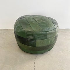 De Sede Moss Green Leather Patchwork Ottoman, 1960s Switzerland