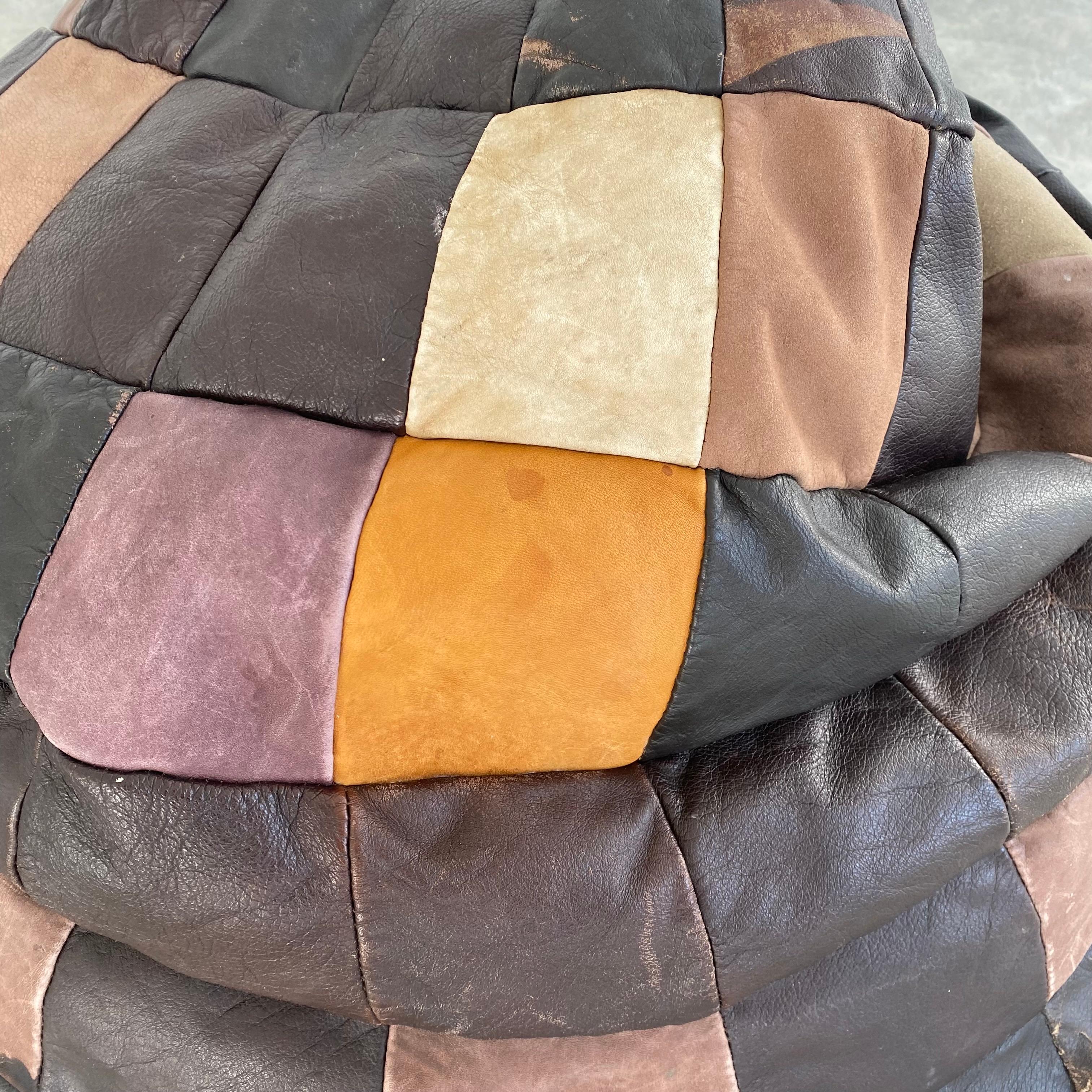 19th Century De Sede Multi-Color Patchwork Leather Bean Bag