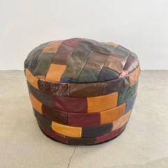 De Sede Multicolored Leather Patchwork Ottoman, 1960s Switzerland
