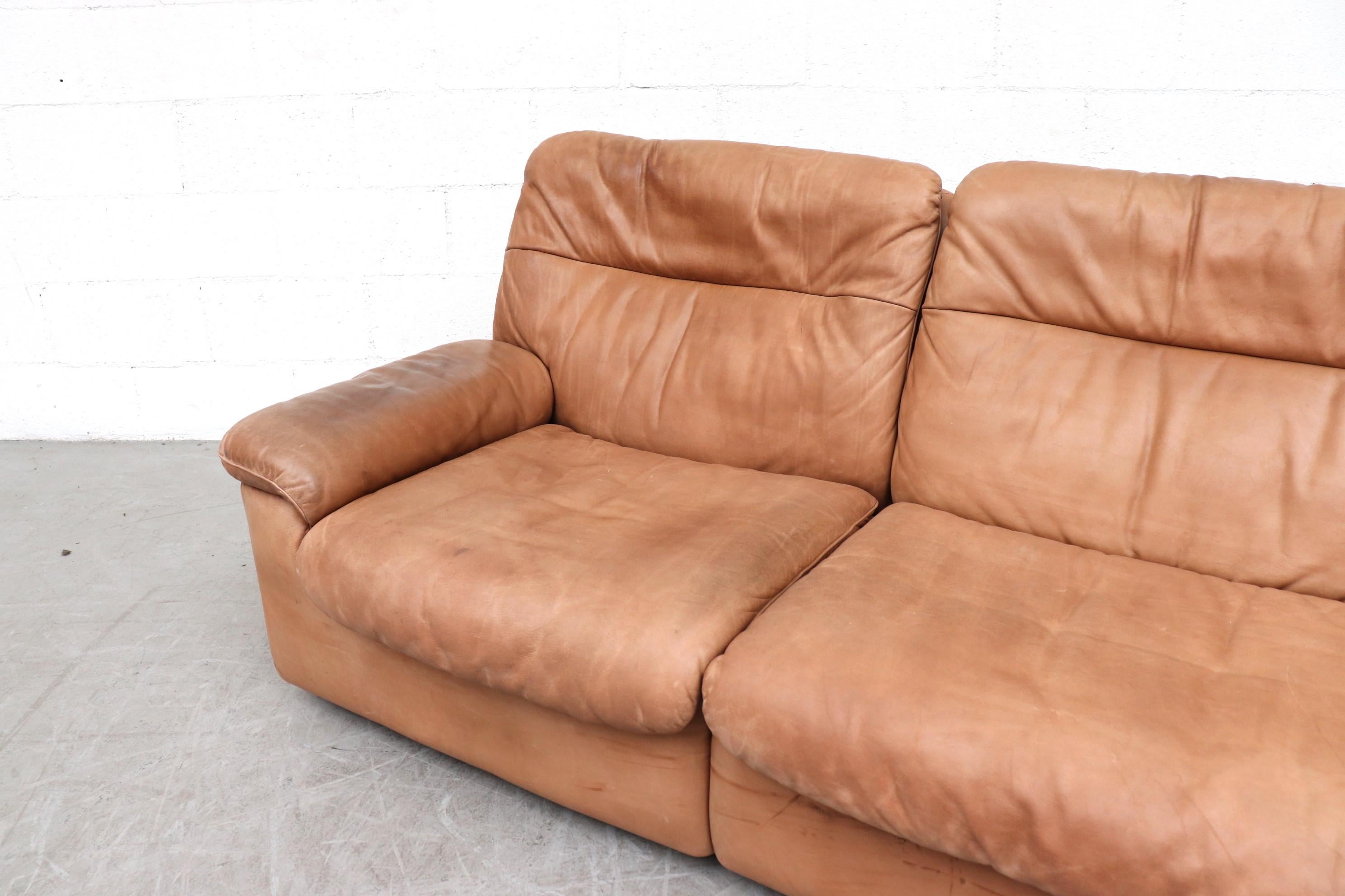 Swiss De Sede Natural Leather 3-Seat Sofa