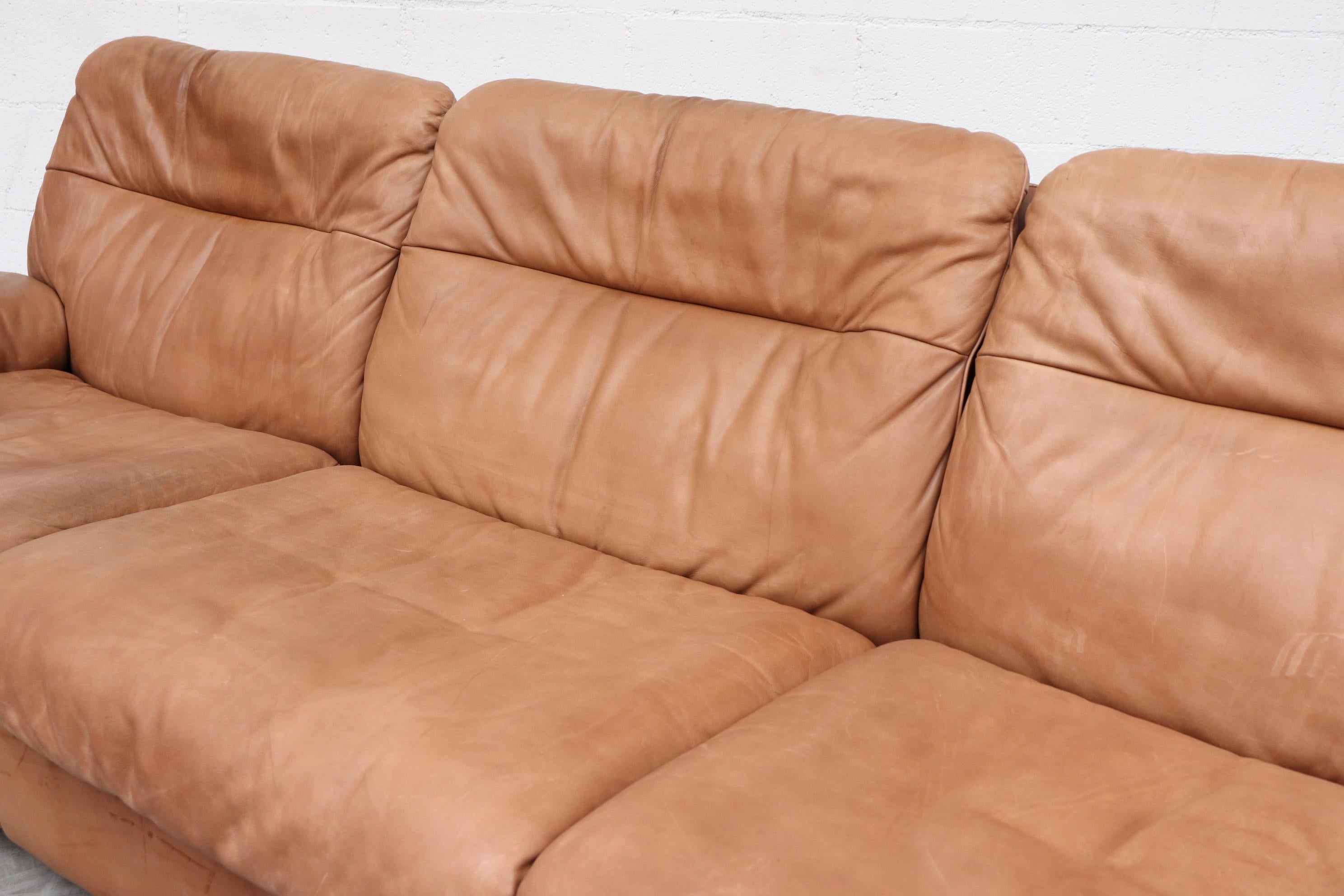 De Sede Natural Leather 3-Seat Sofa In Good Condition In Los Angeles, CA