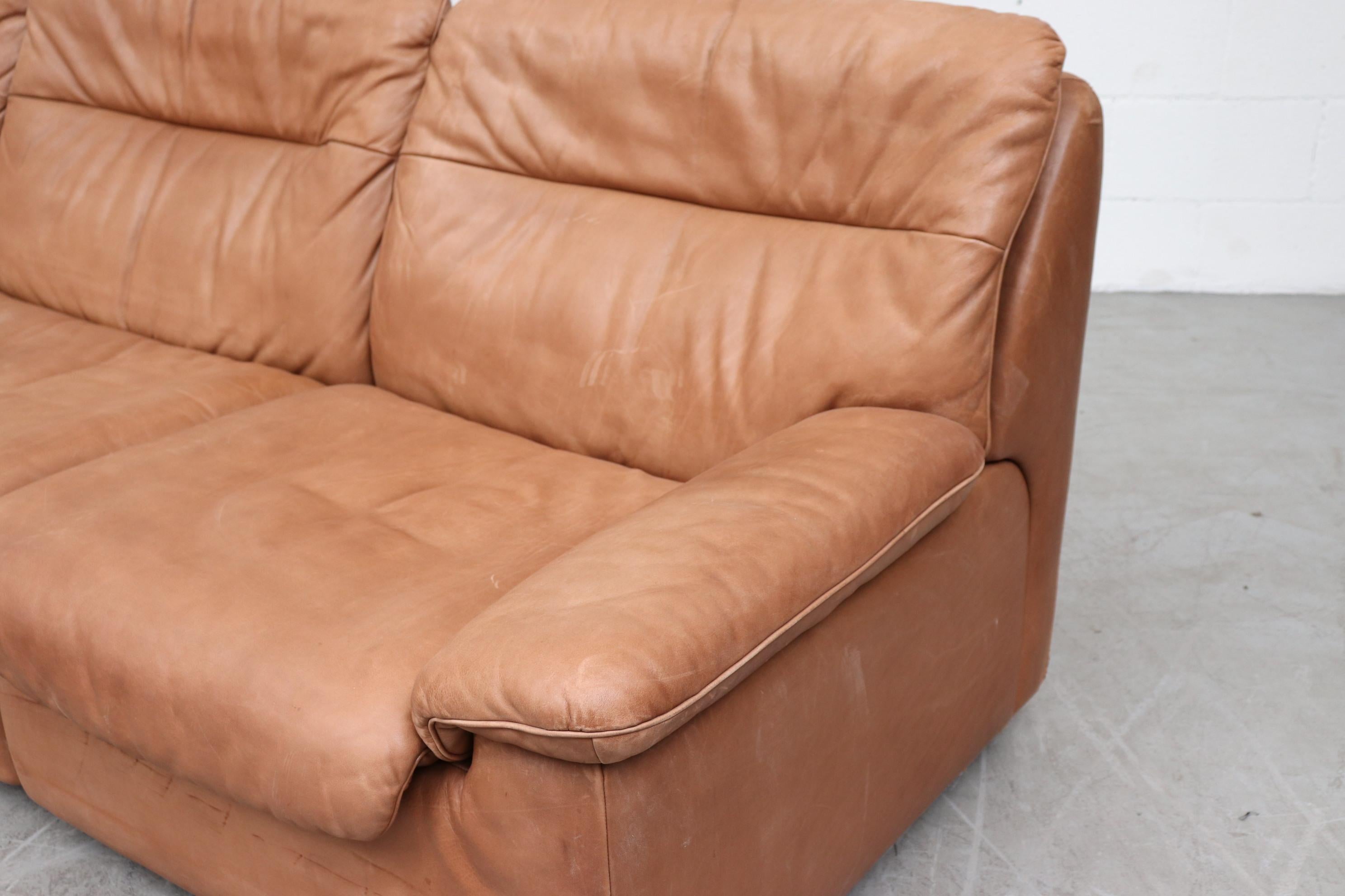 Late 20th Century De Sede Natural Leather 3-Seat Sofa