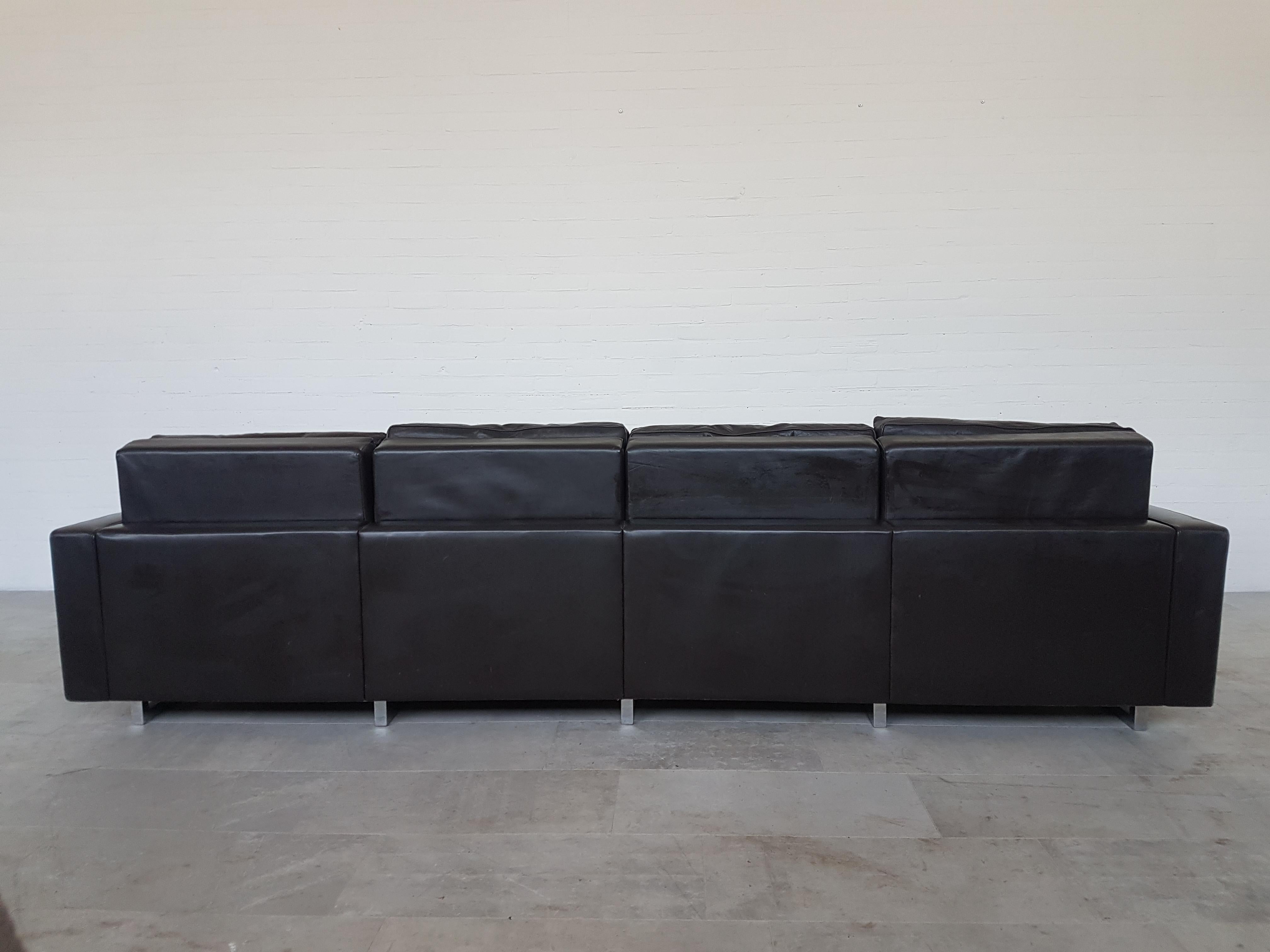 Swiss De Sede New York Vintage Four-Seat Sofa in Dark Brown Leather