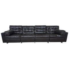 De Sede New York Vintage Four-Seat Sofa in Dark Brown Leather