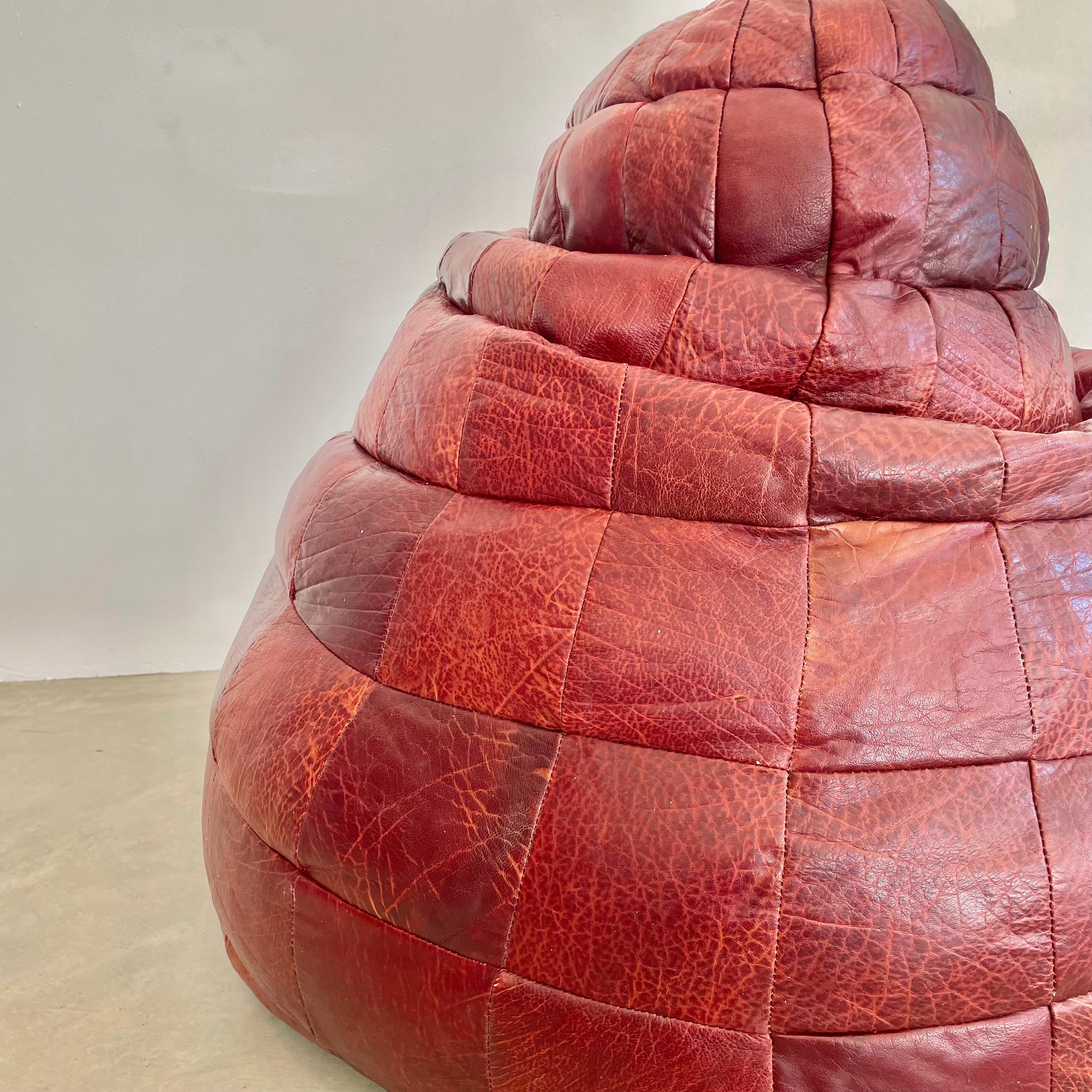 De Sede Oxblood Patchwork Leather Bean Bag, 1970s Switzerland For Sale 6