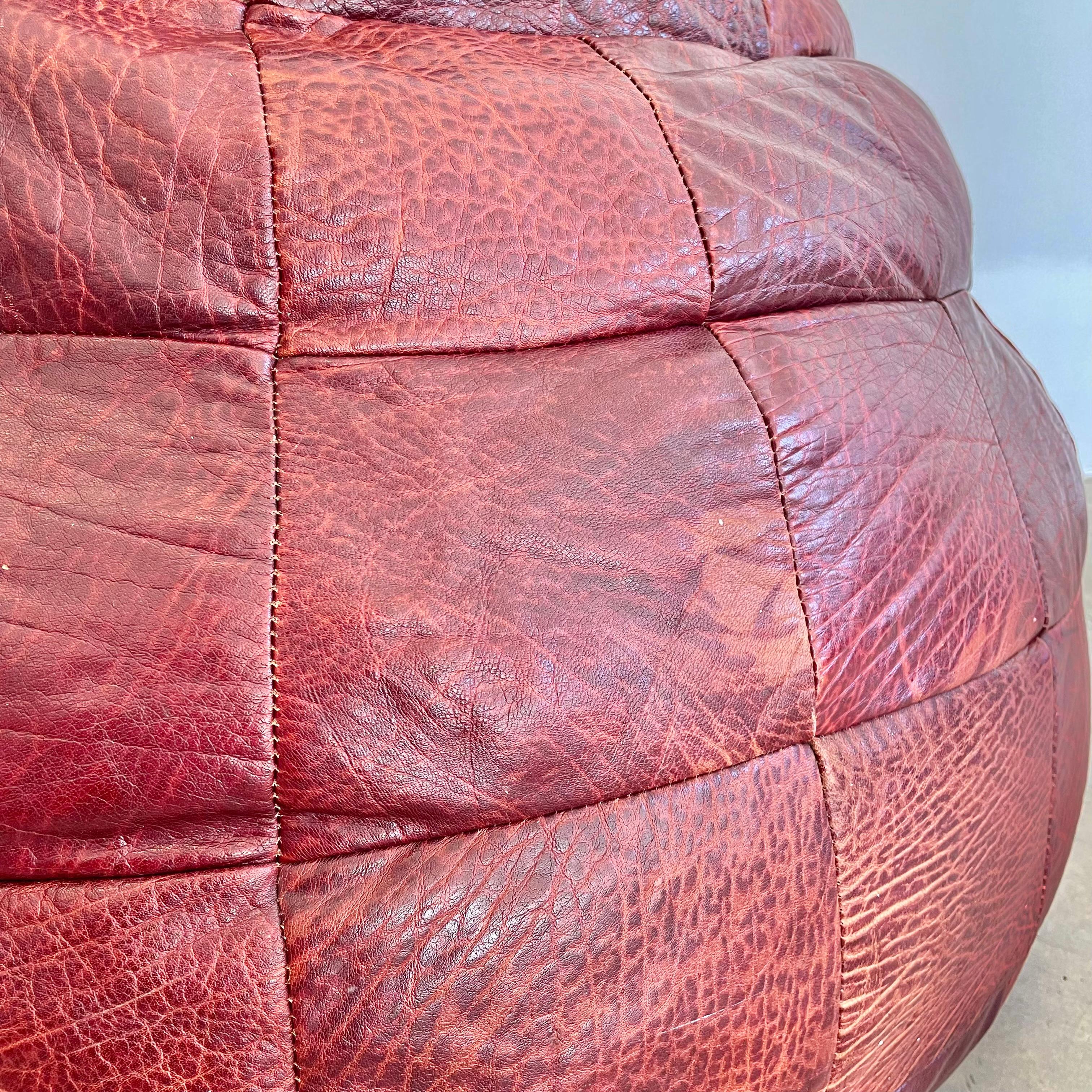 Late 20th Century De Sede Oxblood Patchwork Leather Bean Bag, 1970s Switzerland  For Sale