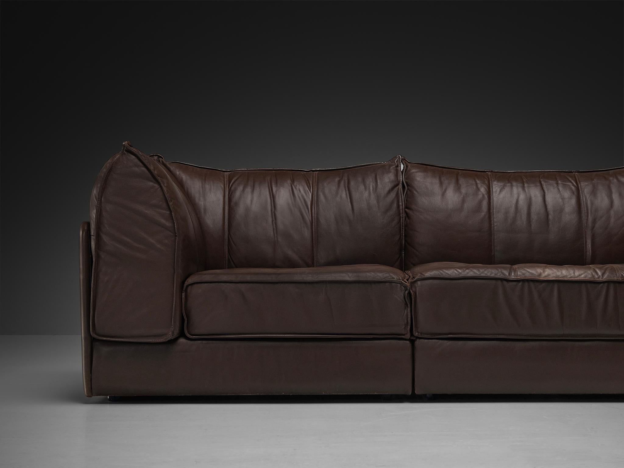 Late 20th Century De Sede 'Pagoda' DS-19 Sectional Sofa in Dark Brown Leather For Sale
