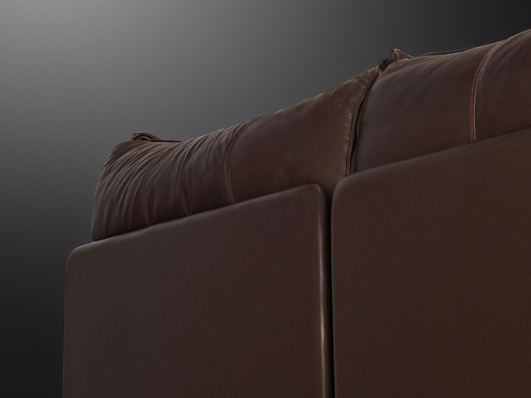 De Sede 'Pagoda' DS-19 Sectional Sofa in Dark Brown Leather For Sale 2