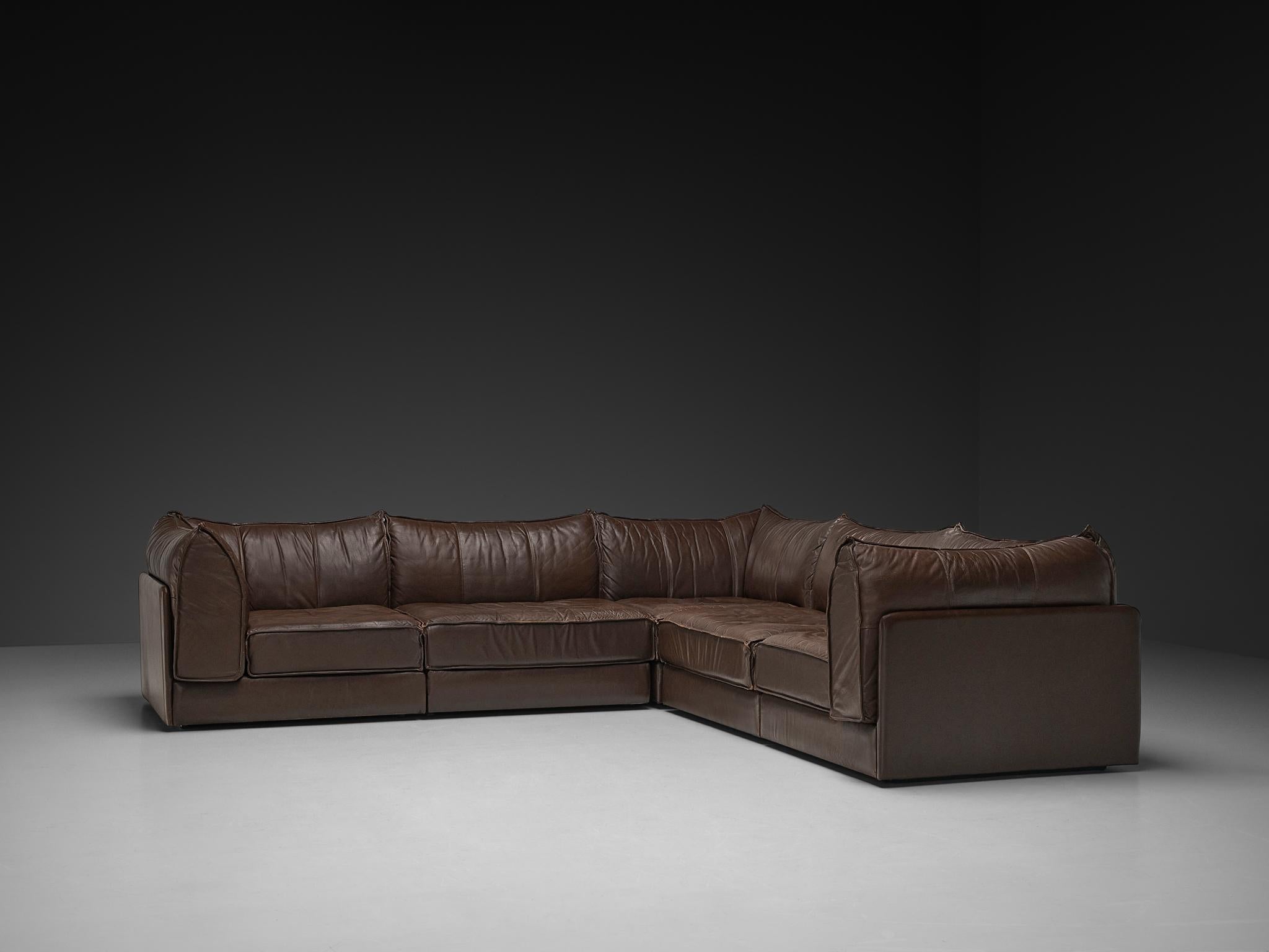 De Sede 'Pagoda' DS-19 Sectional Sofa in Dark Brown Leather For Sale 3