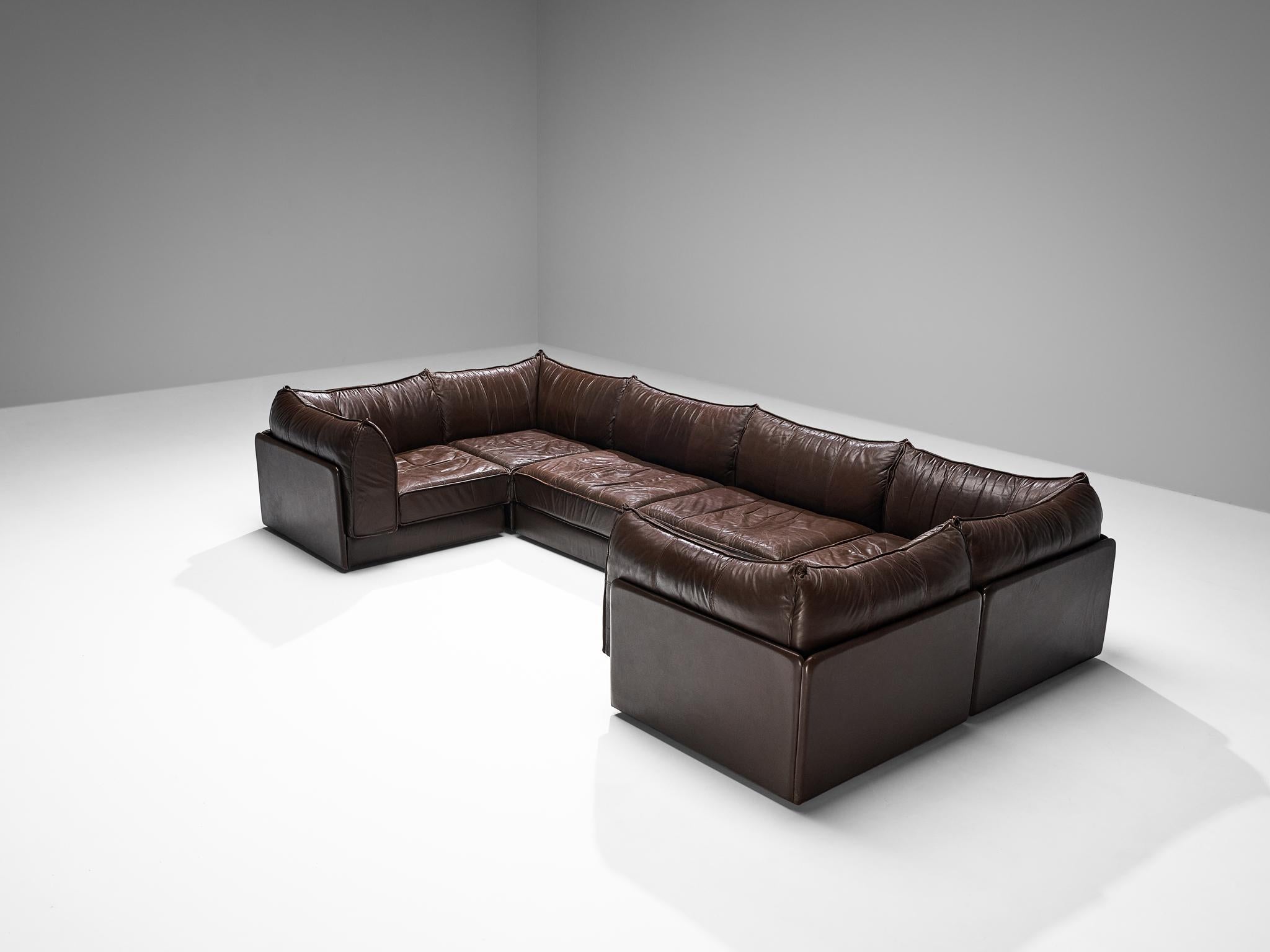 Swiss De Sede 'Pagoda' DS-19 Sofas in Dark Brown Leather  For Sale