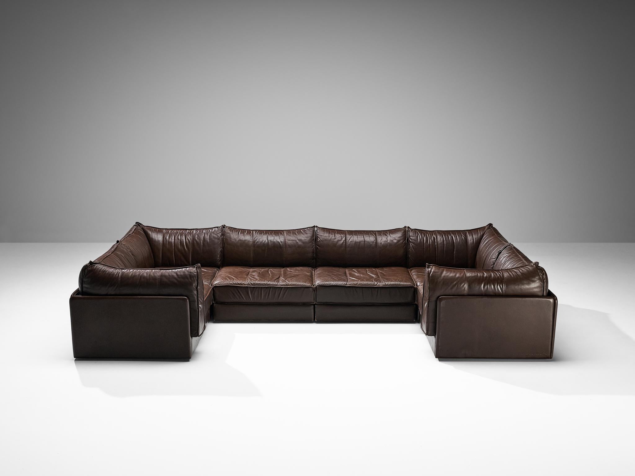 De Sede 'Pagoda' DS-19 Sofas in Dark Brown Leather  In Good Condition For Sale In Waalwijk, NL