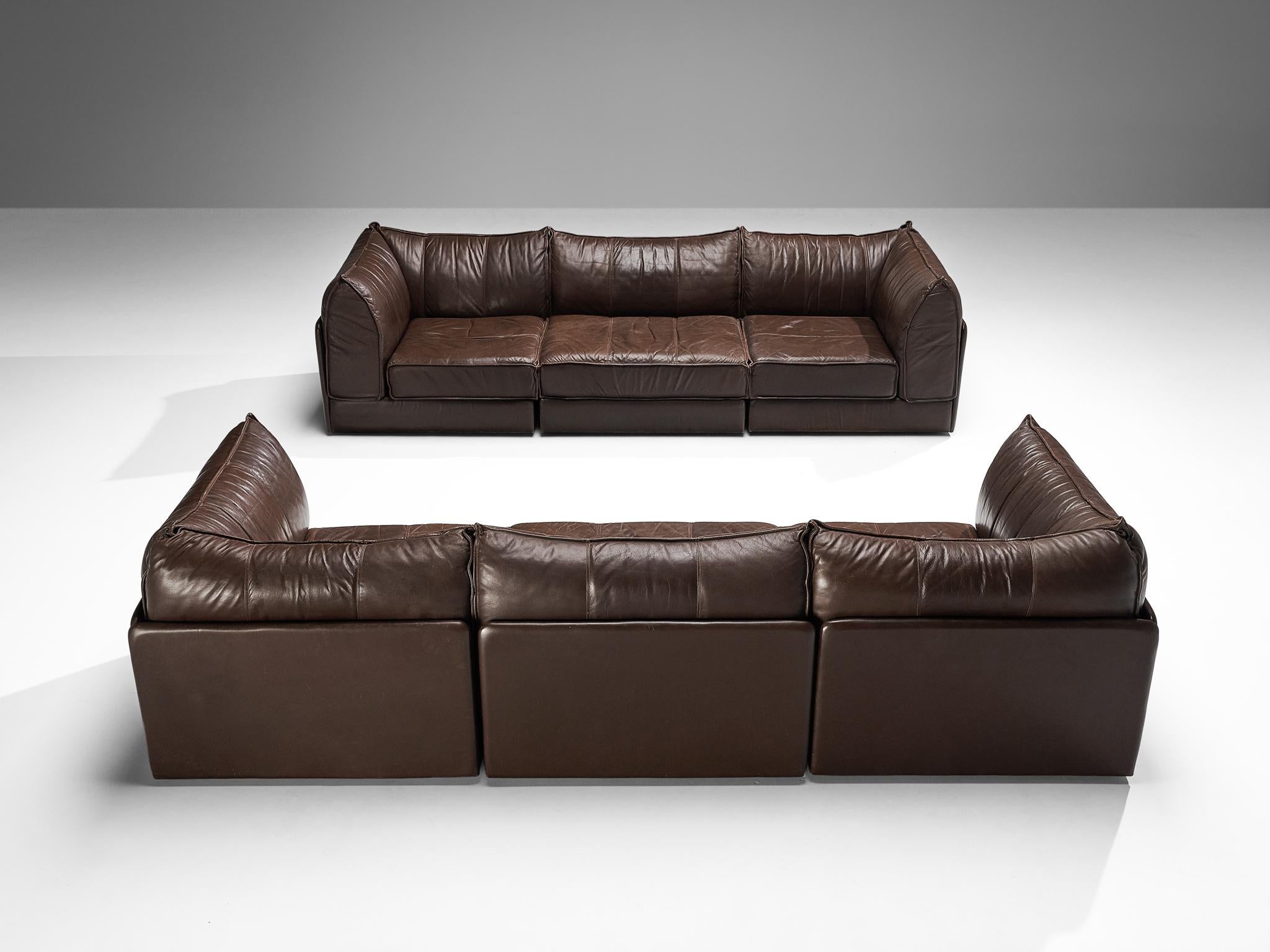 De Sede 'Pagoda' DS-19 Sofas in Dark Brown Leather  For Sale 3