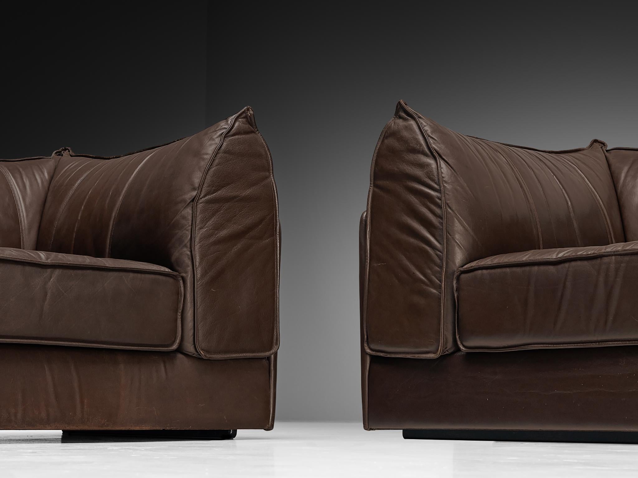 De Sede 'Pagoda' DS-19 Dreisitzige Sofas in dunkelbraunem Leder (Moderne der Mitte des Jahrhunderts) im Angebot
