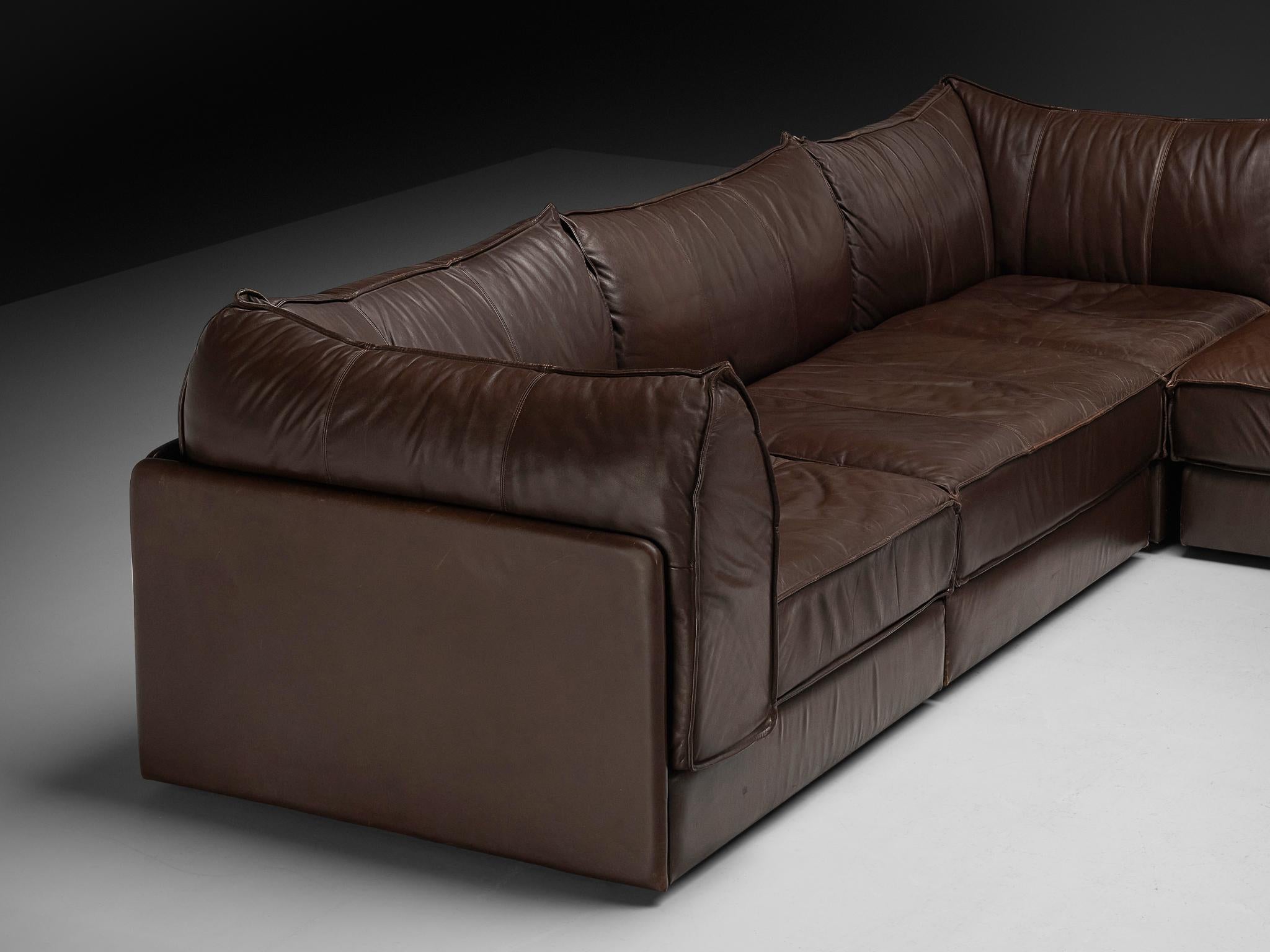 De Sede 'Pagoda' DS-19 Dreisitzer-Sofas in dunkelbraunem Leder im Zustand „Gut“ im Angebot in Waalwijk, NL