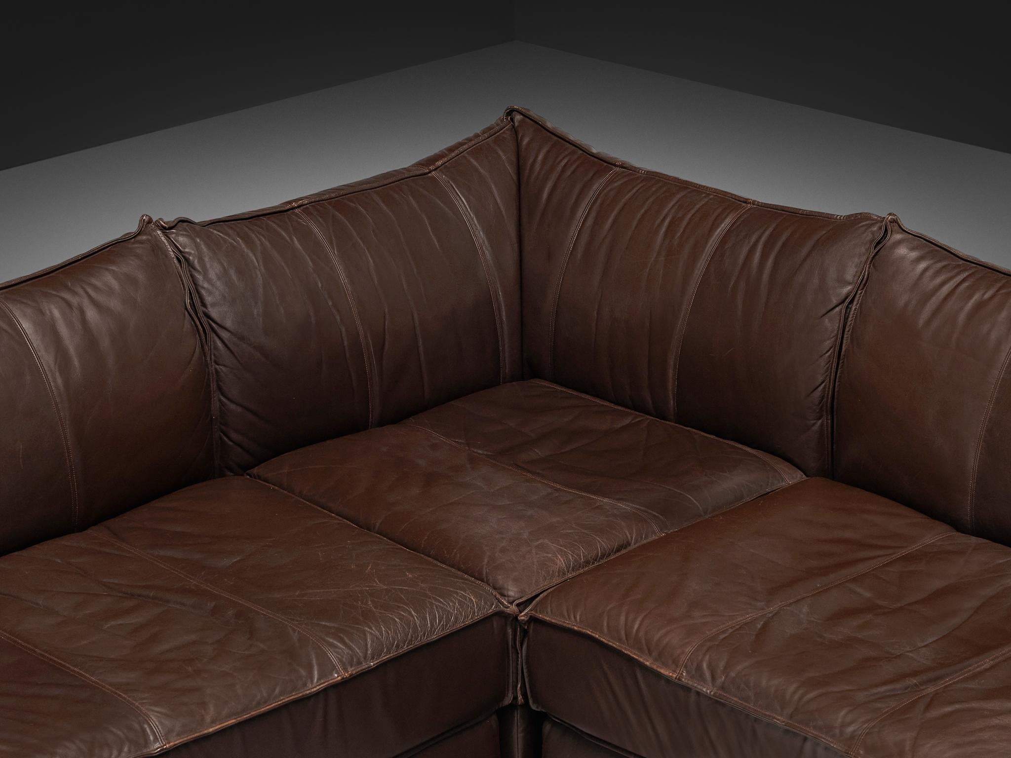 De Sede 'Pagoda' DS-19 Dreisitzer-Sofas in dunkelbraunem Leder (Ende des 20. Jahrhunderts) im Angebot
