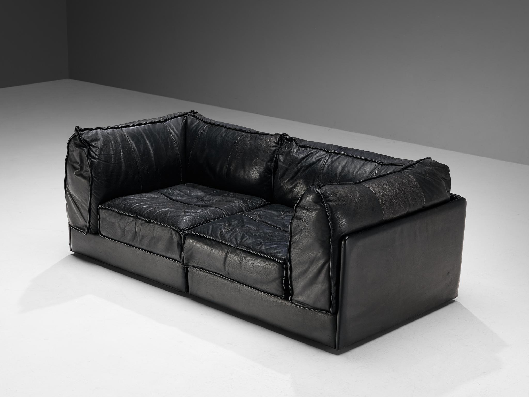 De Sede 'Pagoda' DS-19A Sofas in Black Leather For Sale 1