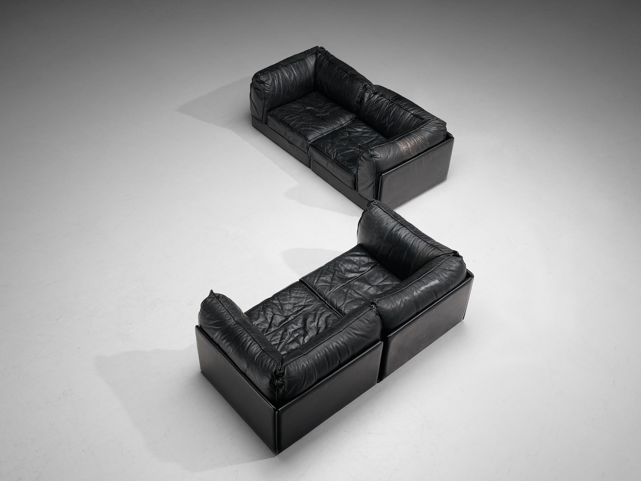 De Sede 'Pagoda' DS-19A Sofas in Black Leather For Sale 2