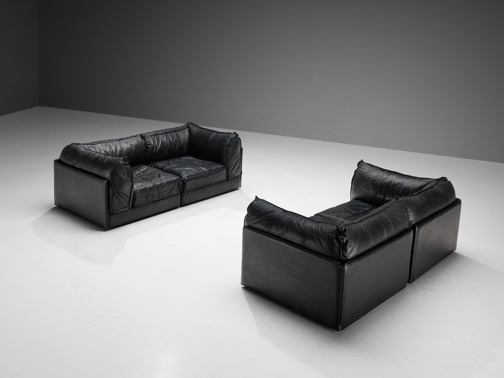 De Sede ' Pagode' DS-19A Sofas aus schwarzem Leder (Moderne der Mitte des Jahrhunderts) im Angebot