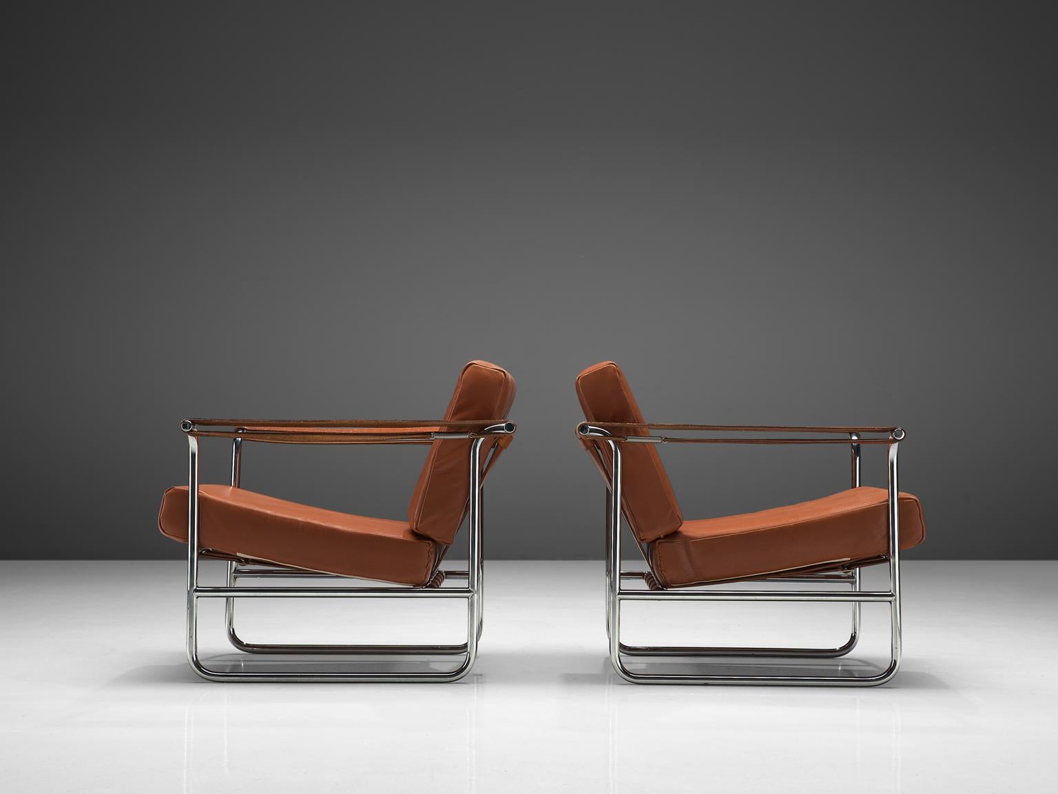 Mid-Century Modern De Sede Pair of Leather Armchairs by Hans Eichenberger