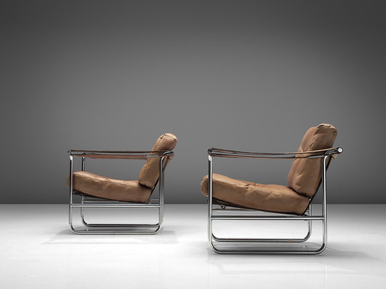 Swiss De Sede Pair of Leather Armchairs by Hans Eichenberger
