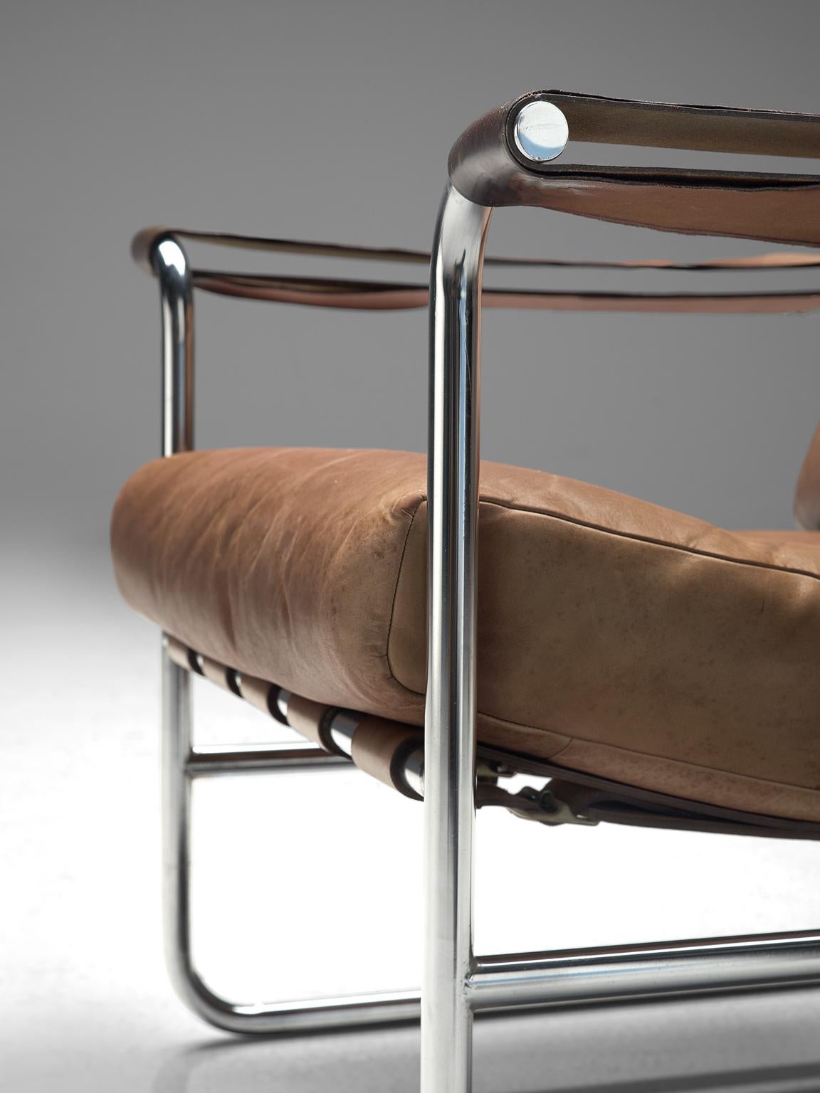 Steel De Sede Pair of Leather Armchairs by Hans Eichenberger