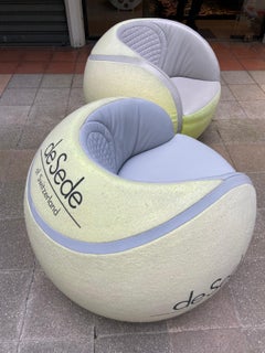 De Sede, Pair of Tennis Ball Swivel Armchairs, 1985